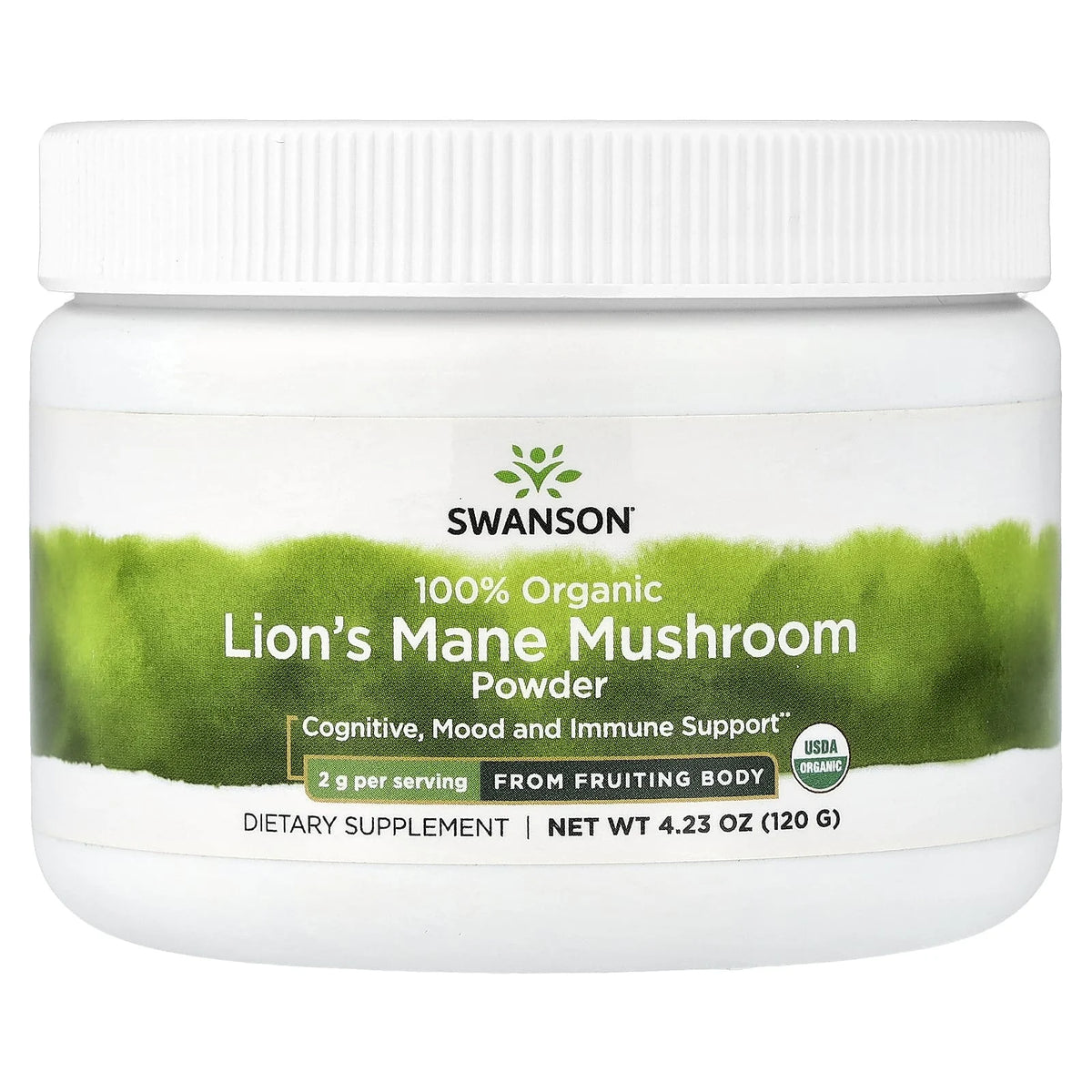 100% Organic Lions Mane Mushroom Powder, Swanson, 120g SW1975