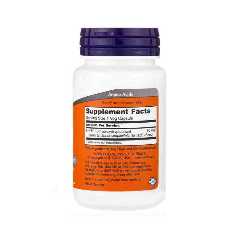 Încărcați imaginea în vizualizatorul Galerie, 5-HTP, (Precursor Serotonina) , 50 mg ,Now Foods, 30 capsule