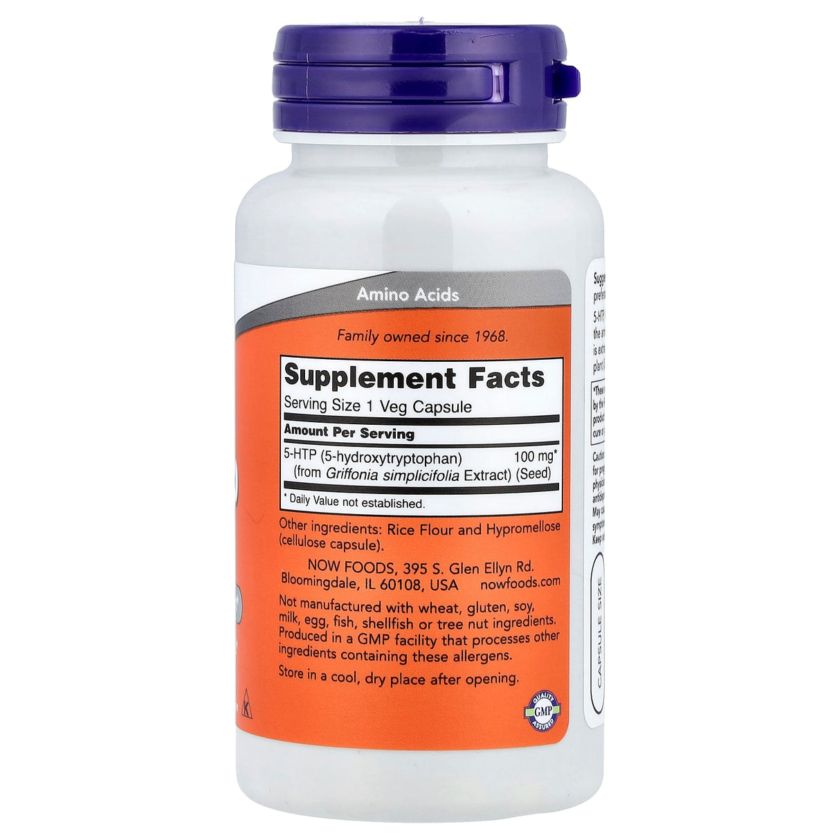 5-HTP, (Precursor Serotonina) , 100 mg ,Now Foods, 60 capsule