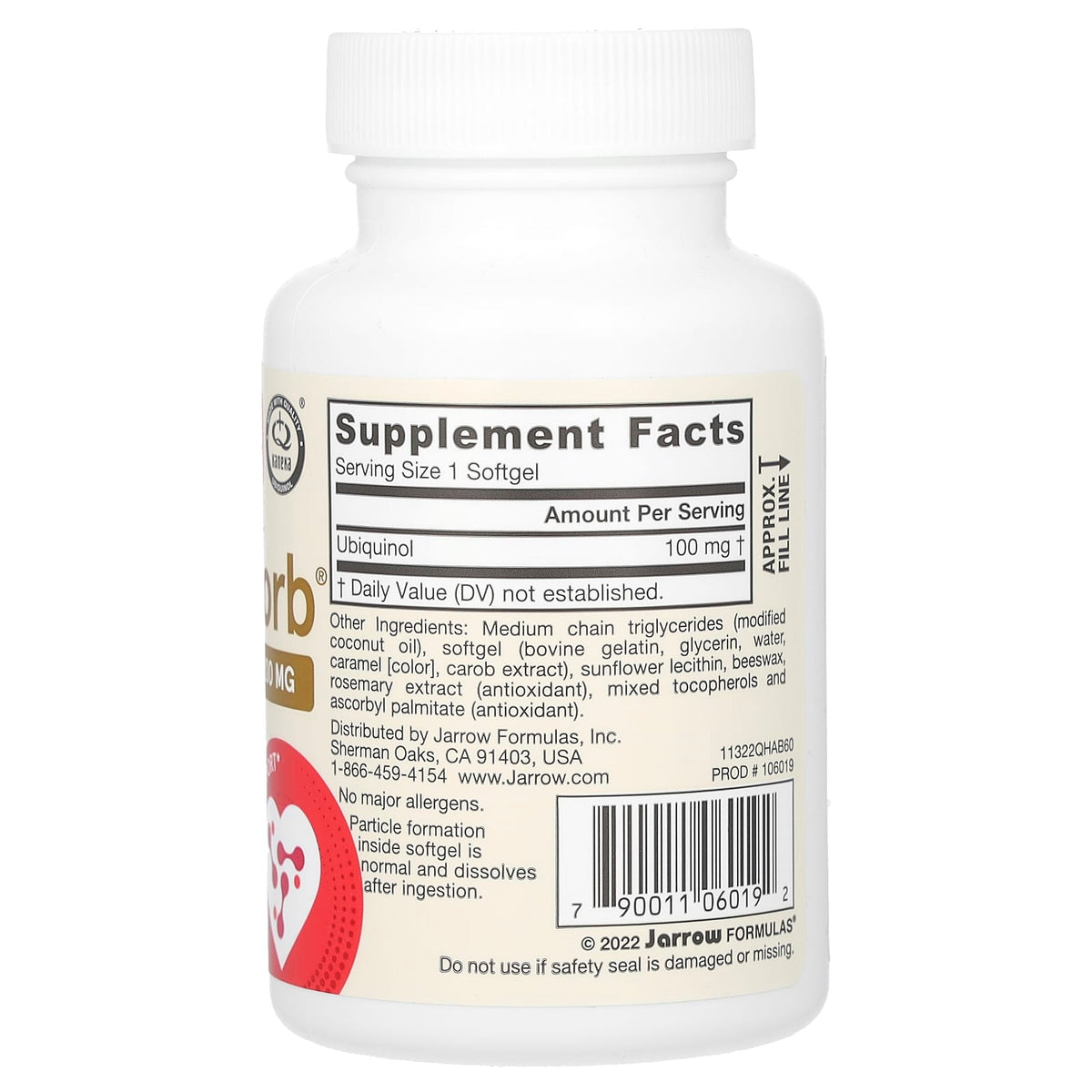 Ubiquinol, QH-Absorb, 100 mg, Jarrow Formulas, 60 softgels