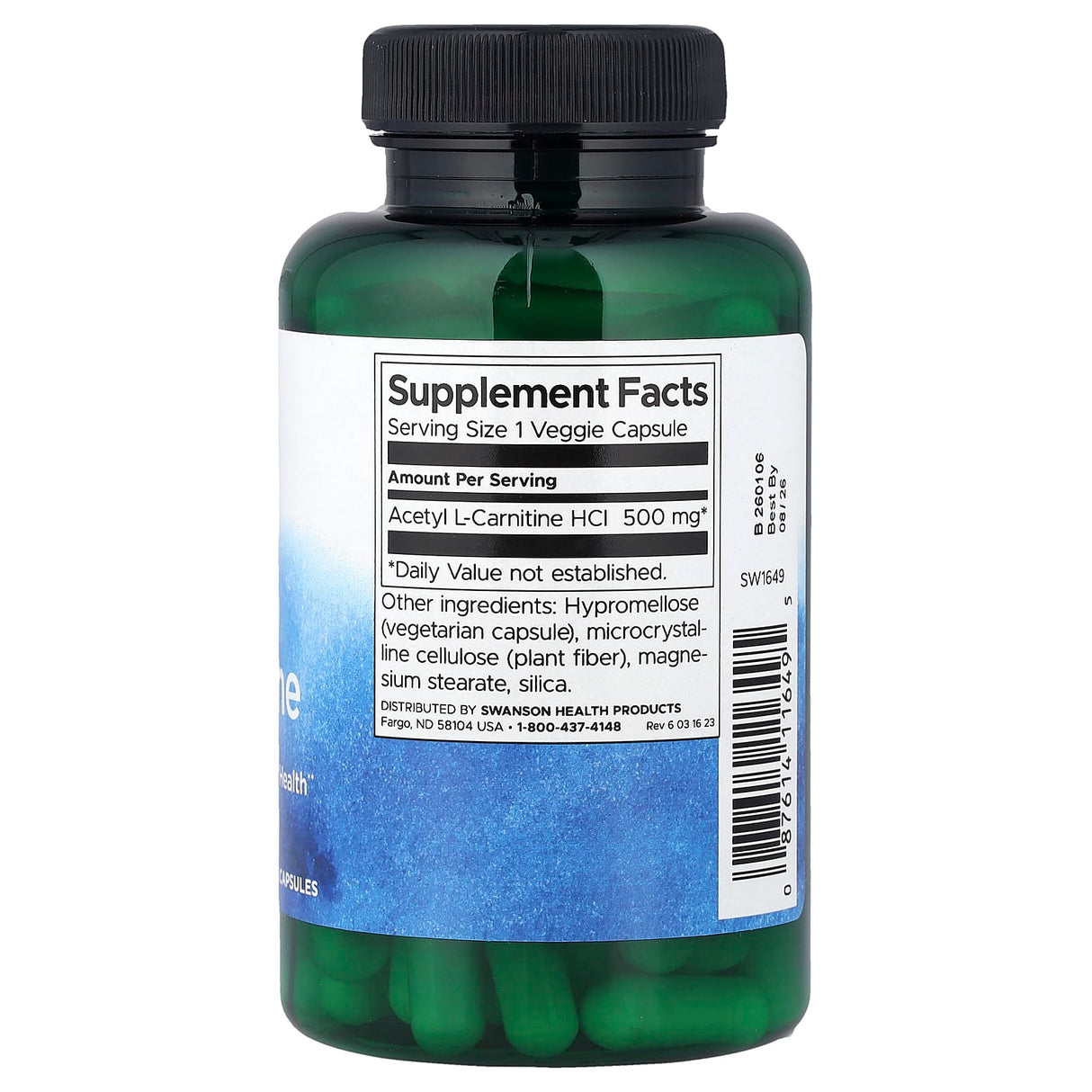 Acetyl L-Carnitine, 500mg, Swanson, 100 capsule SW1649