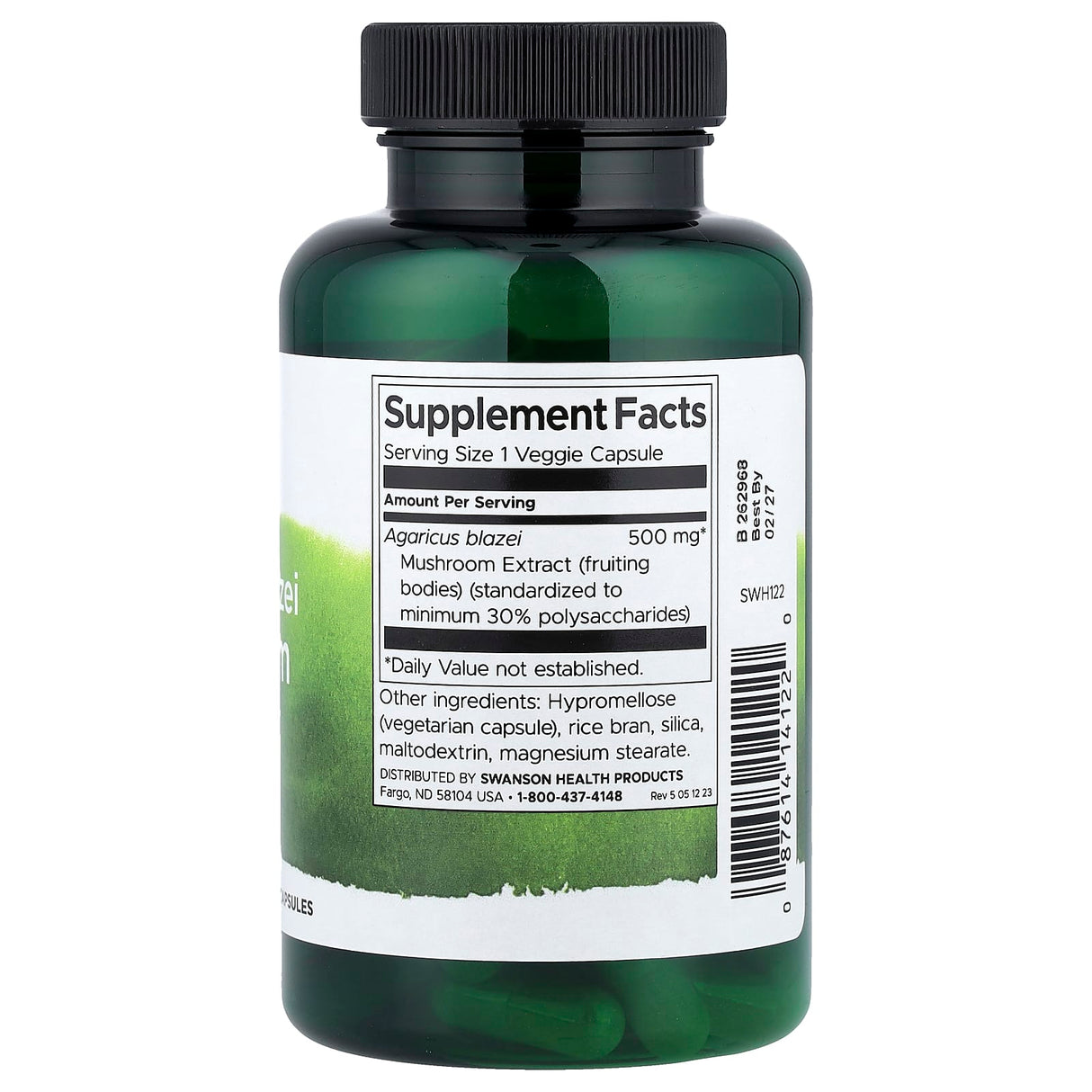 Agaricus Blazei Mushroom Extract, 500 mg, Swanson, 90 capsule SWH122