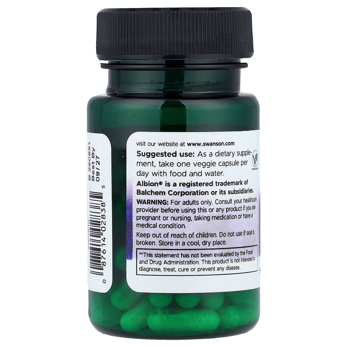 Albion Chelated Molybdenum (Molibden), 400 mcg, Swanson, 60 capsule SWU838