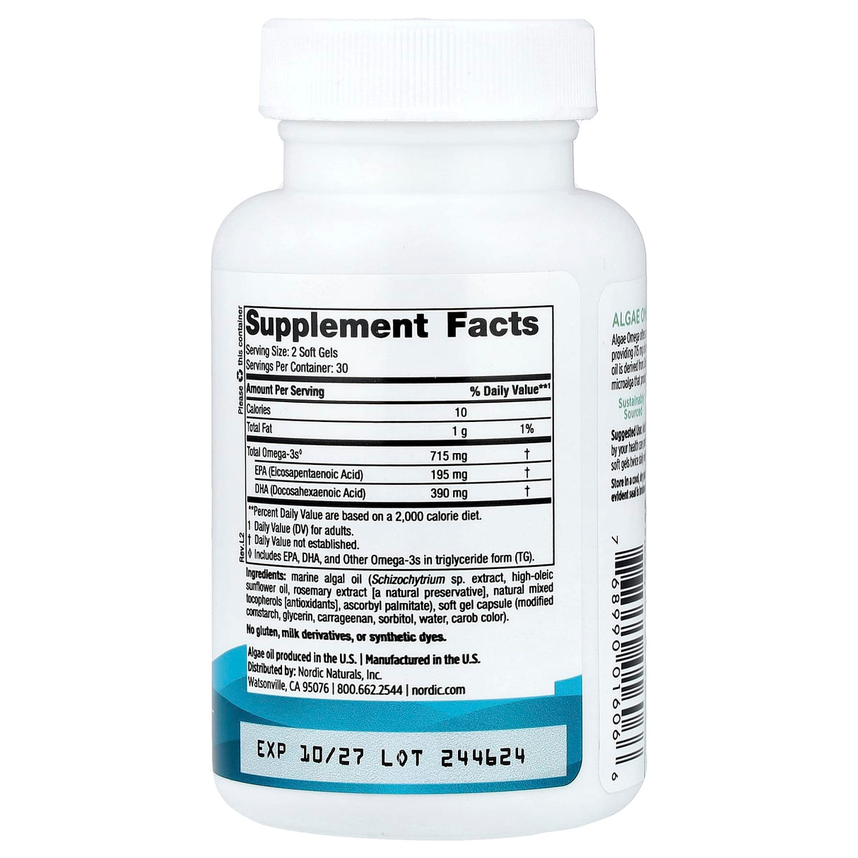 Algae Omega-3 Vegan, Nordic Naturals, 60 softgels