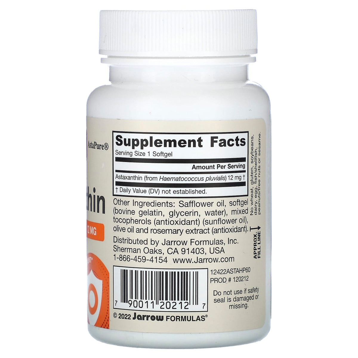 Astaxanthin, 12 mg, Jarrow Formulas, 60 softgels