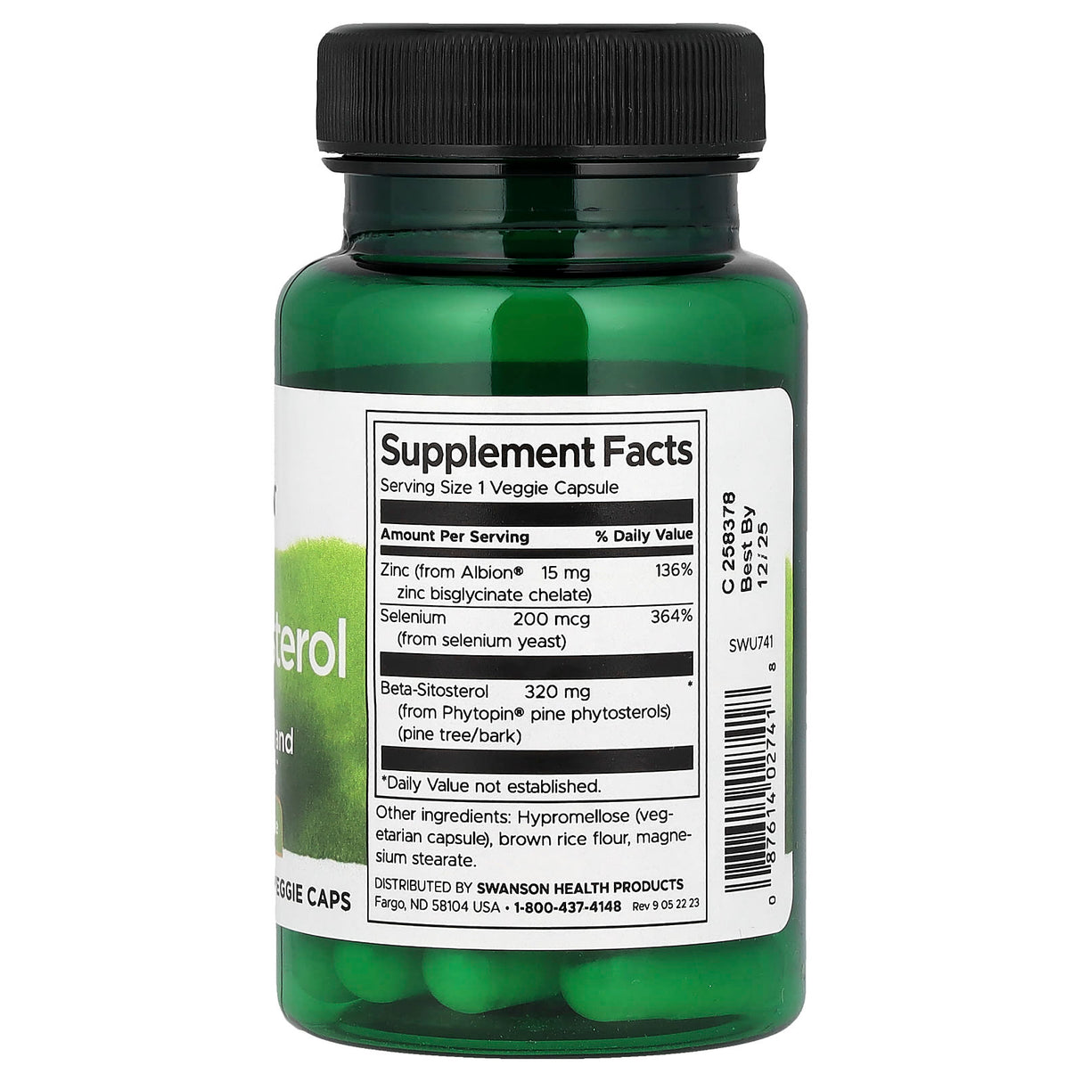 Beta-Sitosterol, 320 mg, Seleniu si Zinc, Swanson, 30 capsule SWU741