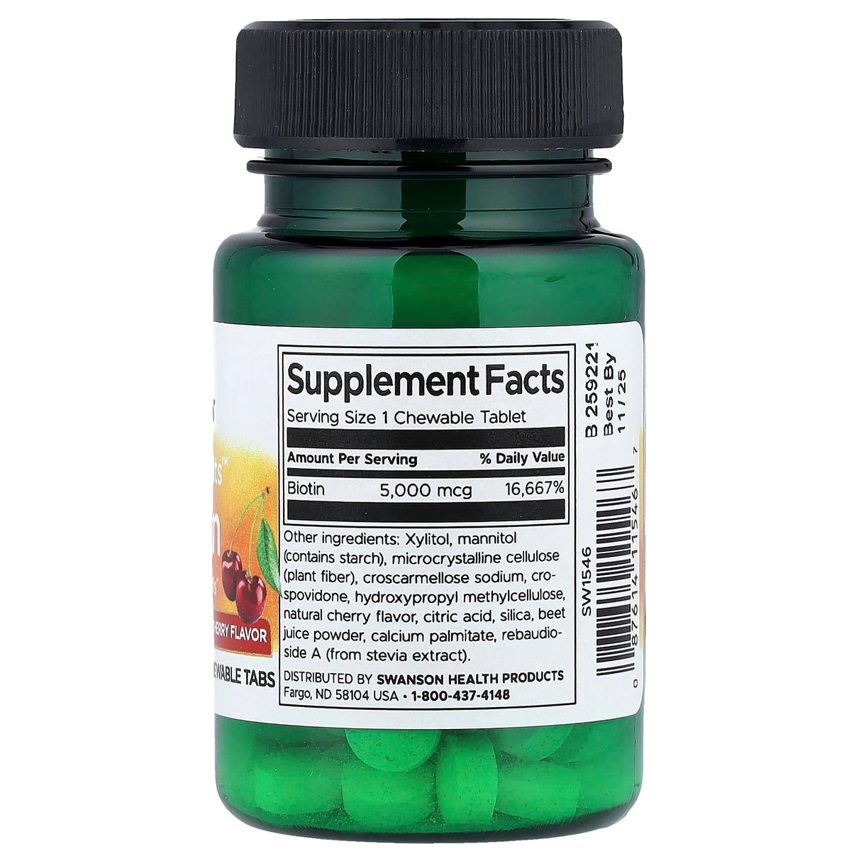 Biotin Sublingual (Vitamina B7) 5000 mcg, Swanson, 60 drajeuri SW1546