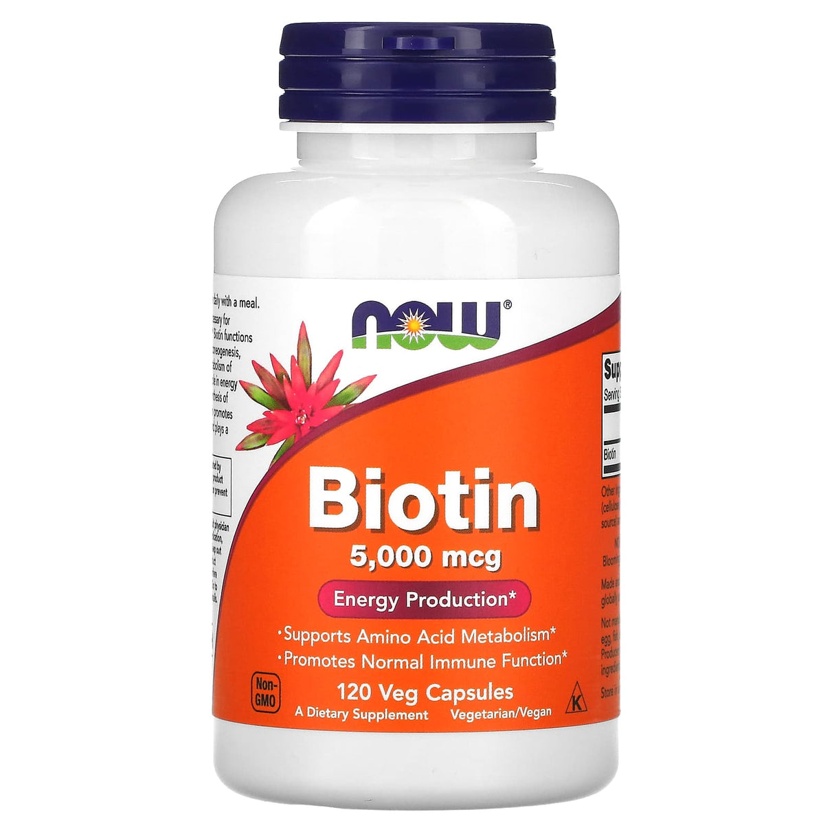 Biotin (Vitamina H sau B7) 5000 mcg, Now Foods, 120 capsule