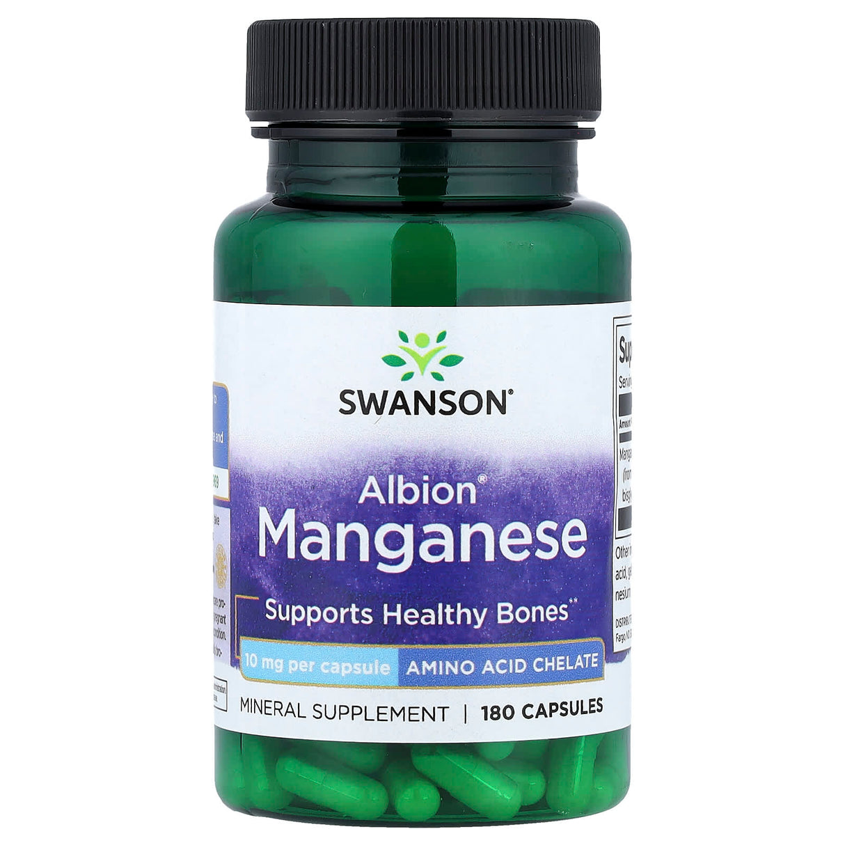 Bisglicinat de Mangan Albion, 10 mg, Swanson, 180 capsule SWU536