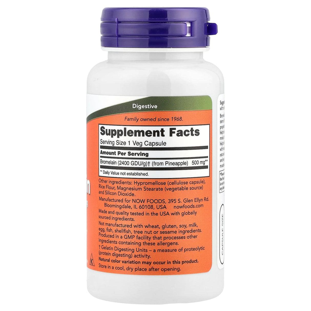 Bromelain (Enzima), 500mg, Now Foods, 60 capsule