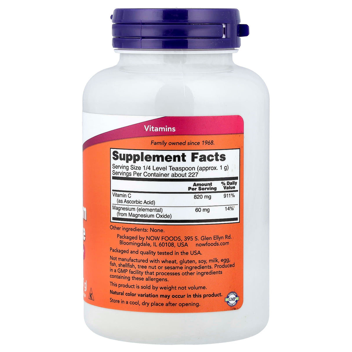 Buffered Magnesium Ascorbate, Vitamin C Powder, Now Foods, 227g