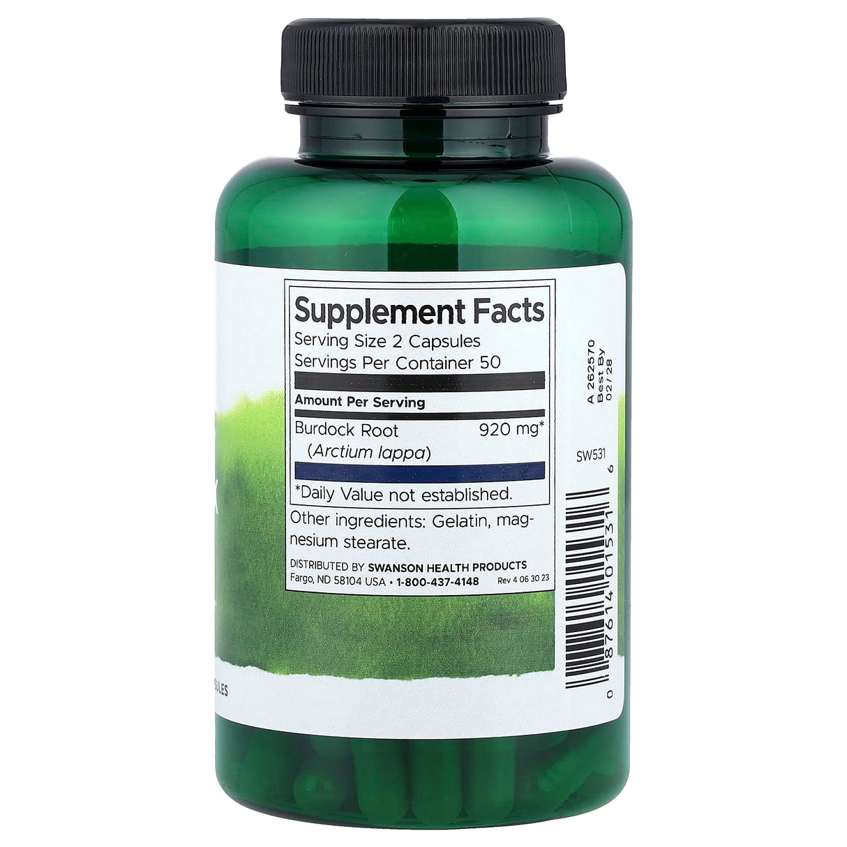 Burdock Root (Radacina Brusture), 460 mg, Swanson, 100 capsule SW531