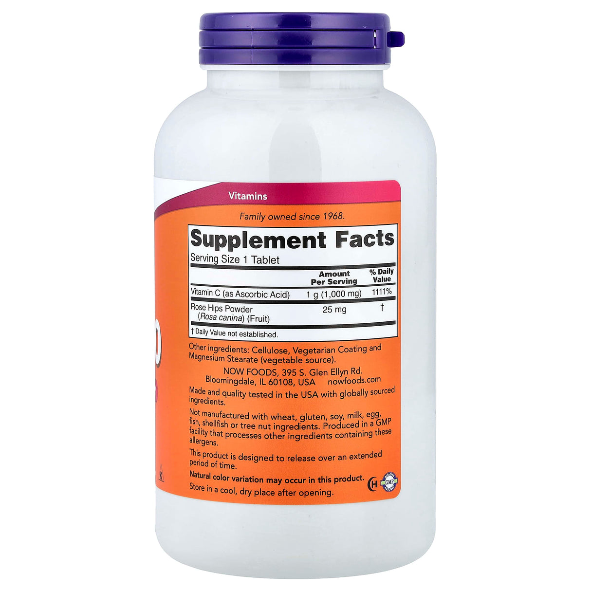 C-1000 Vitamina C Sustained Release (Eliberare Prelungita), Now Foods, 250 tablete