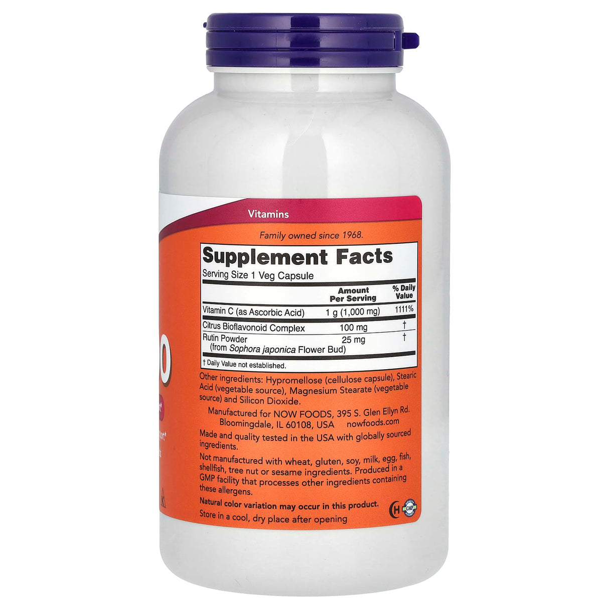 C-1000 Vitamina C cu Bioflavonoide 100mg, Now Foods, 250 capsule