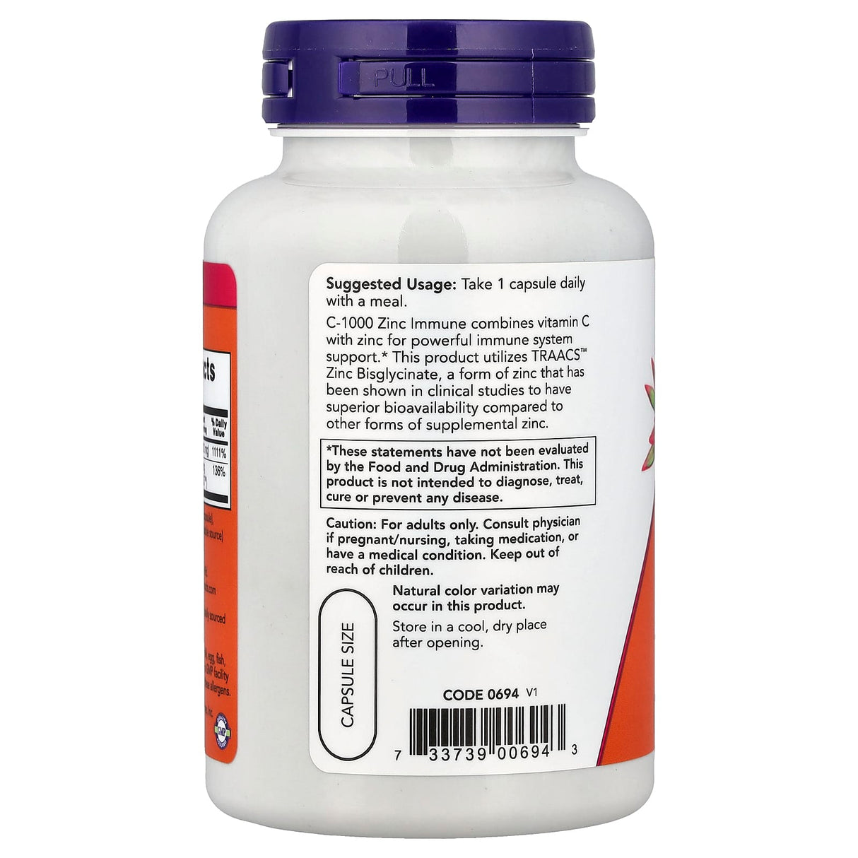 C-1000 Zinc Immune, Vitamin C & Zinc, Now Foods, 90 capsule