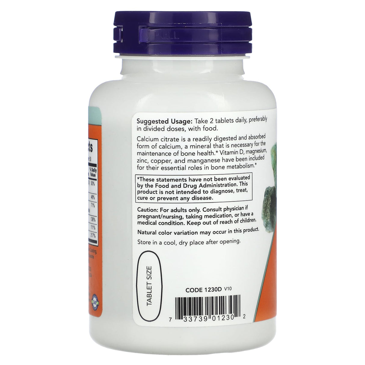 Calciu Citrat 600mg cu Minerale si Vitamina D, Now Foods, 100 tablete