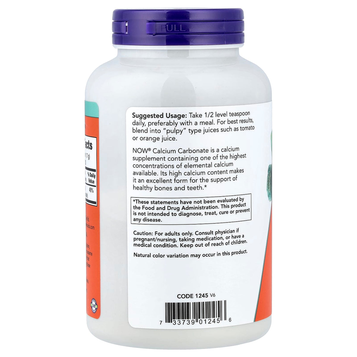 Calcium Carbonate Powder, Now Foods, 340g