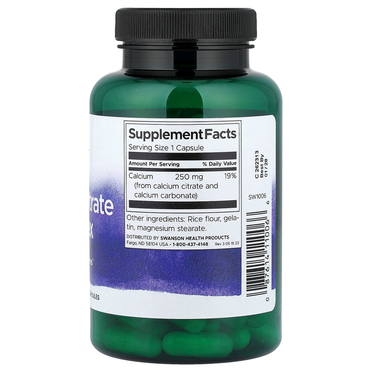 Calcium Citrate Complex, 250 mg, Swanson, 100 capsule SW1006