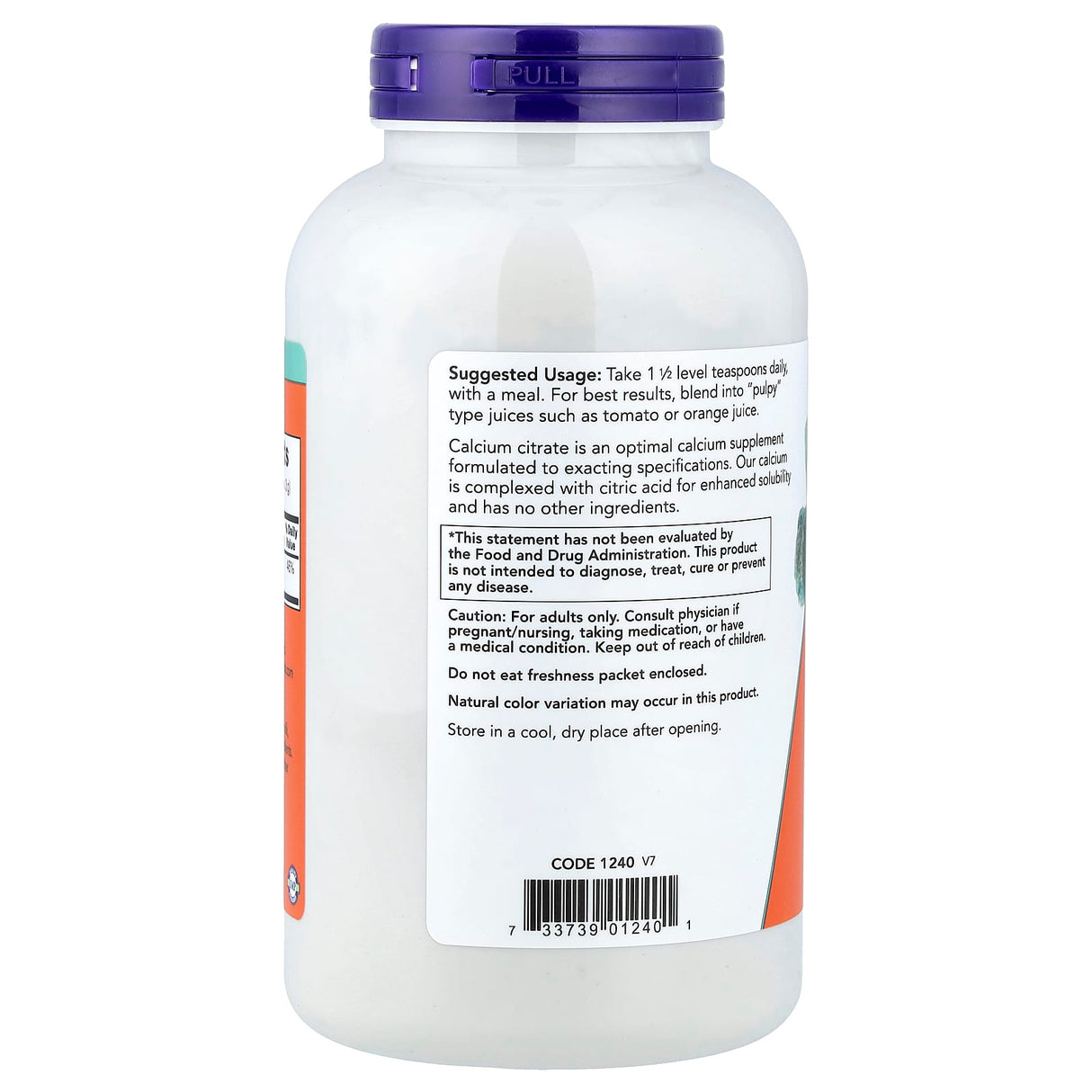 Calcium Citrate, Pure Powder, Now Foods, 227g