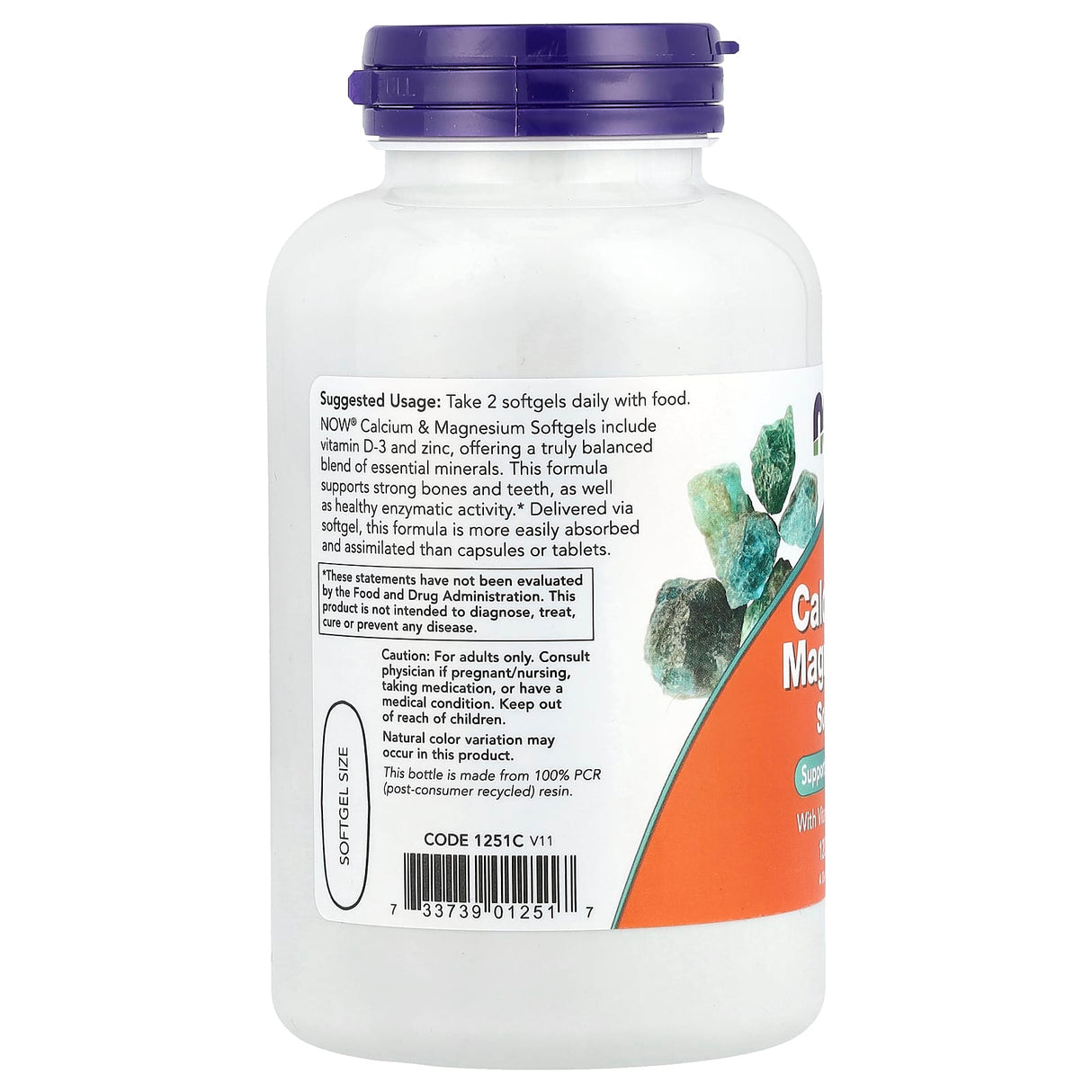 Calcium & Magnesium with Vit D and Zinc, Now Foods, 120 softgels