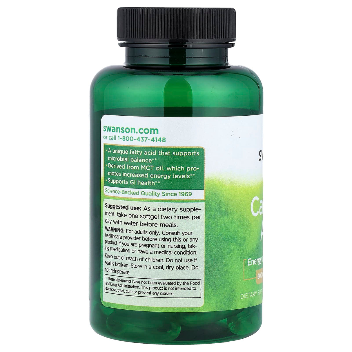 Caprylic Acid, 600mg, Swanson, 60 softgels SWU096