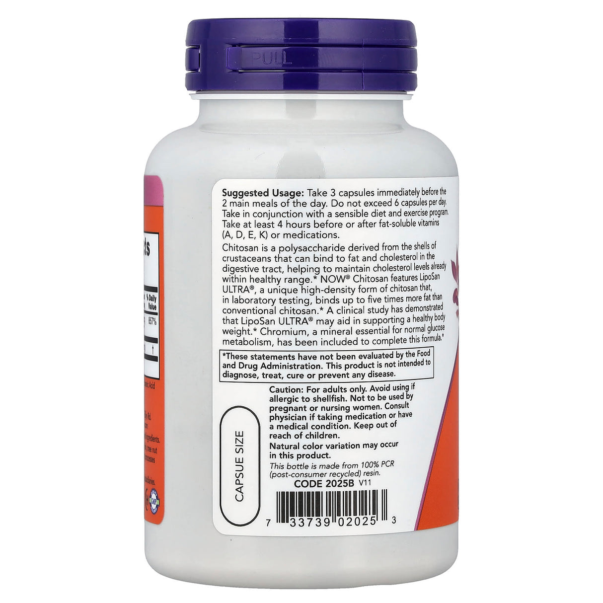 Chitosan, 500mg Plus Chromium, Now Foods, 120 capsule