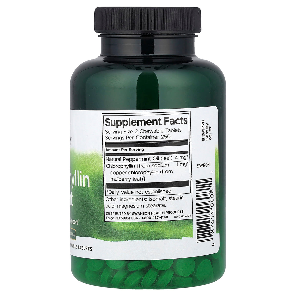 Chlorophyllin & Mint, Swanson, 500 Tablete masticabile SWR081