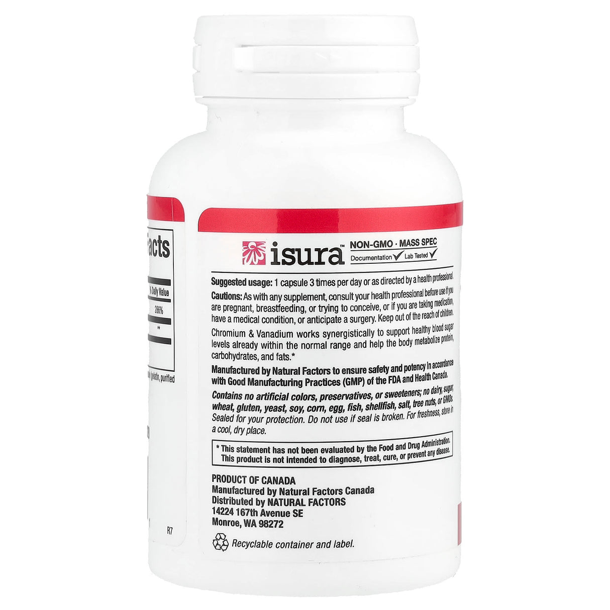 Chromium & Vanadium, 125 mcg, Natural Factors, 90 capsule