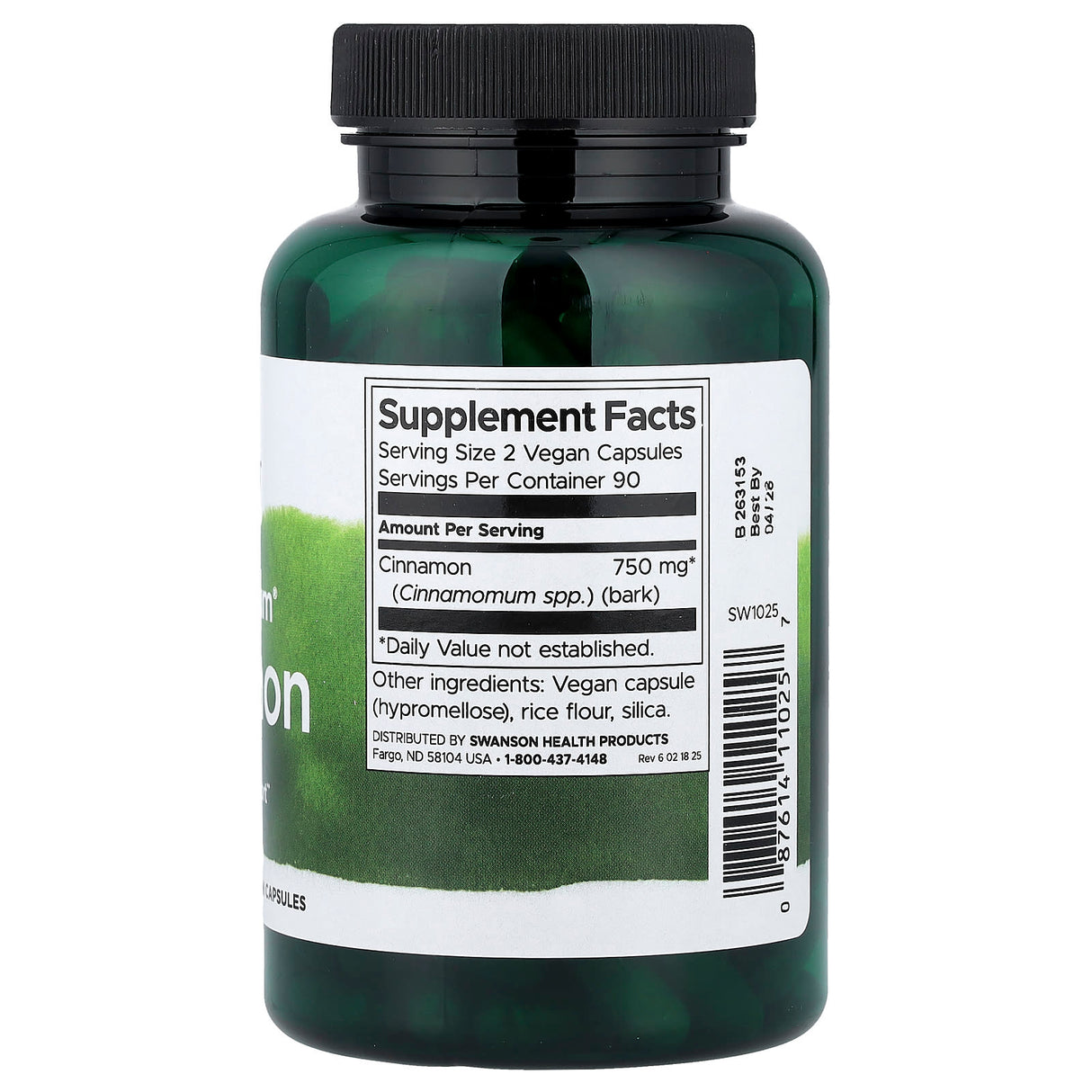 Cinnamon (Scortisoara), 375mg, Swanson, 180 capsule SW1025