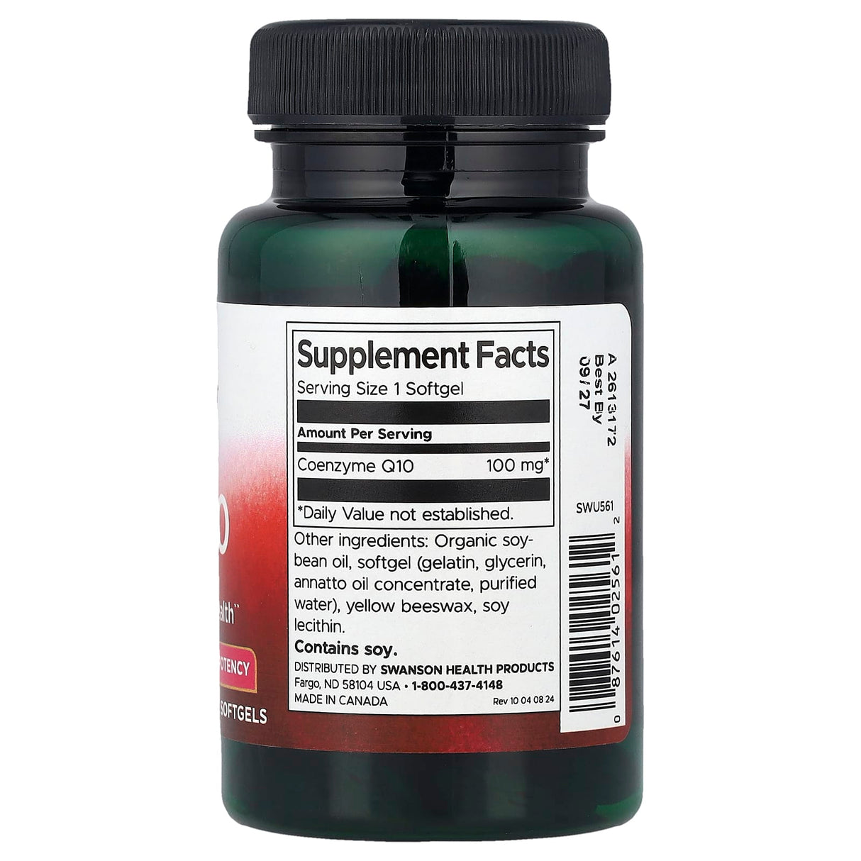 CoQ10 (Coenzima Q10), 100mg, Swanson, 100 softgels SWU561