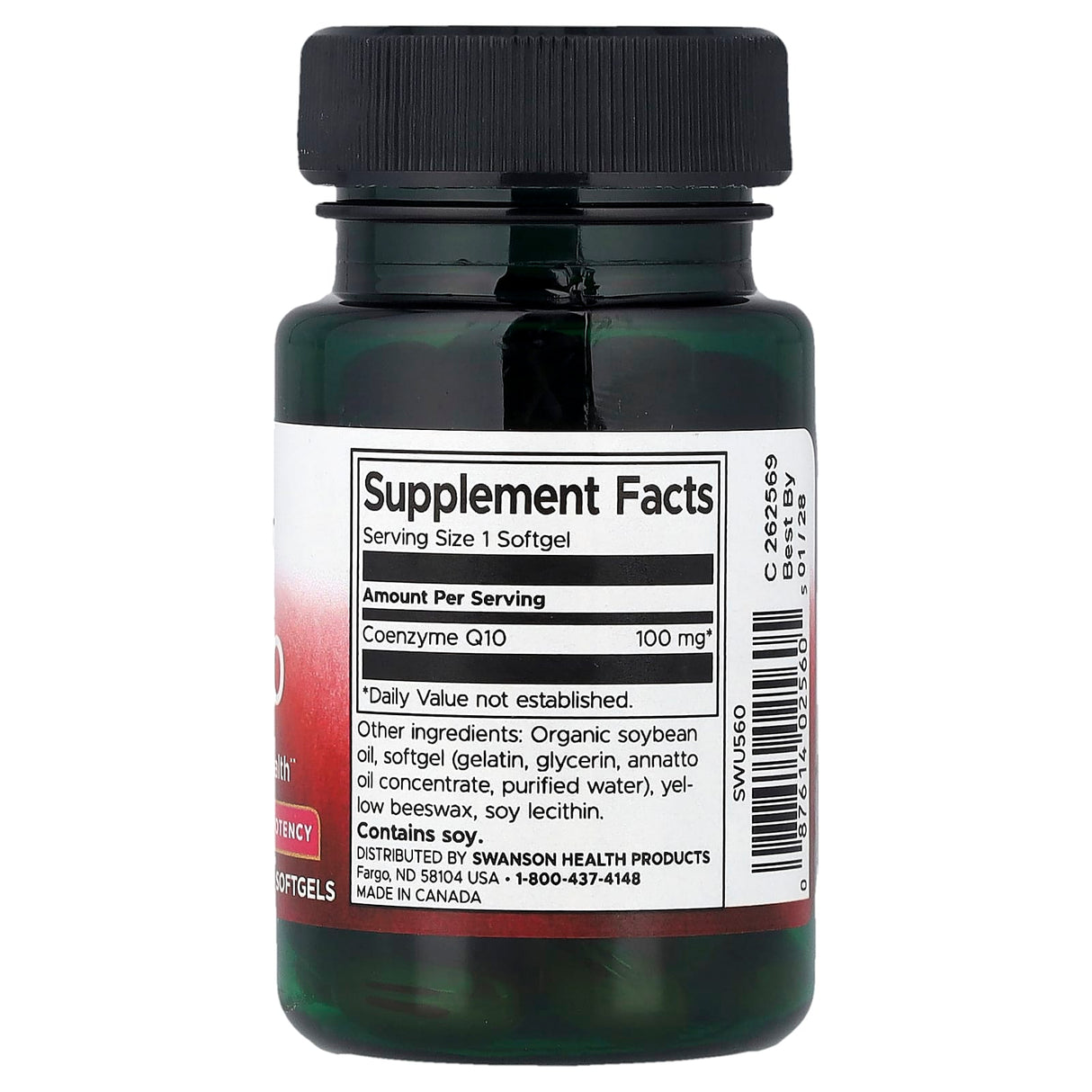 CoQ10 (Coenzima Q10), 100mg, Swanson, 50 softgels SWU560