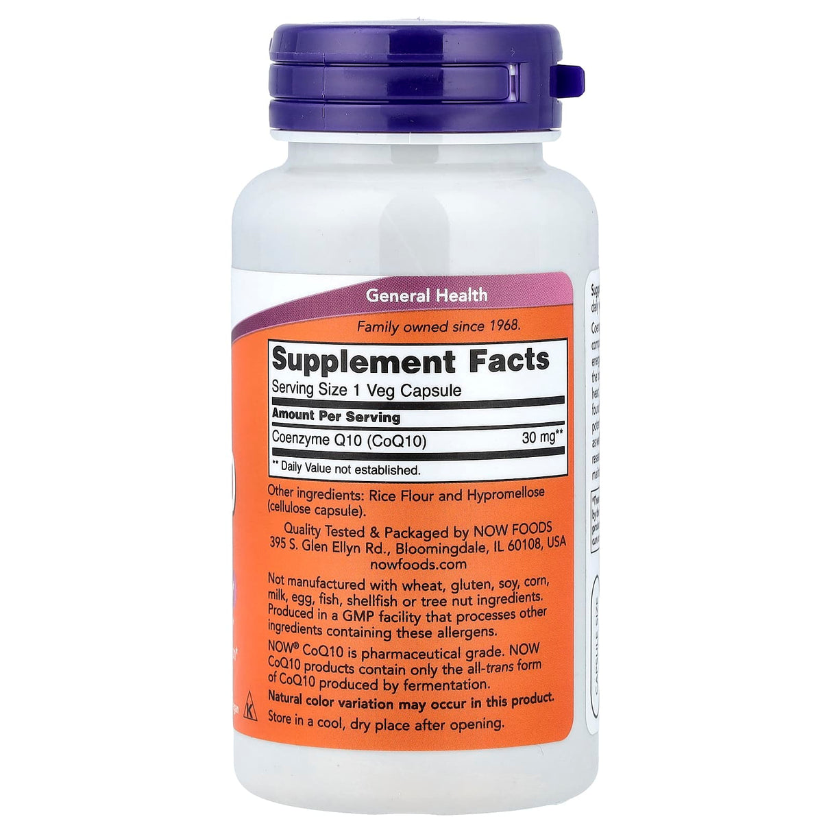 CoQ10 (Coenzima Q10), 30mg, Now Foods, 60 capsule