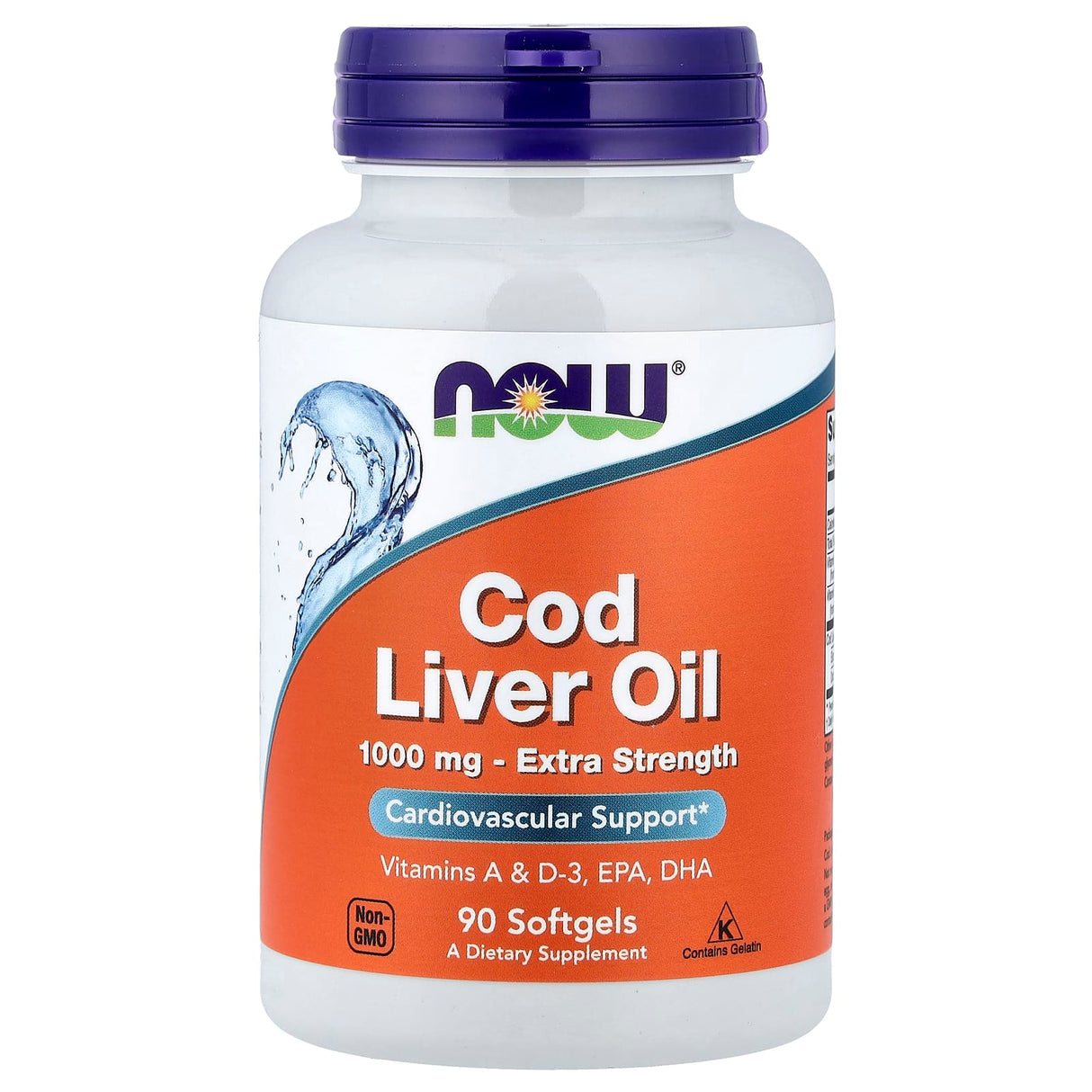 Cod Liver Oil, Extra Strength, 1000 mg, Now Foods, 90 softgels