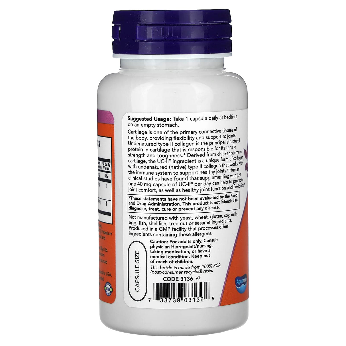Collagen Type II, UC-II Undenatured, Now Foods, 120 capsule