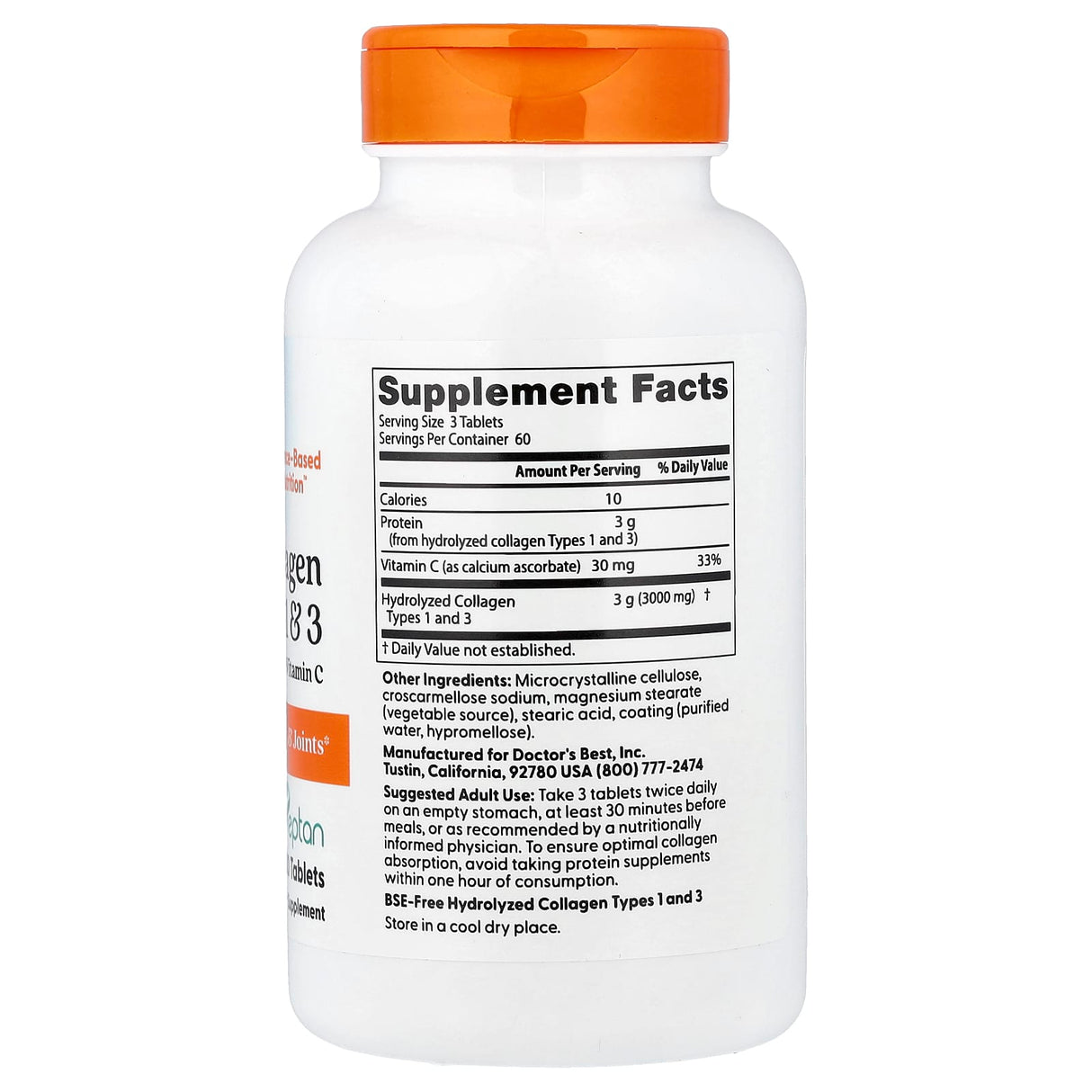 Collagen Types 1 and 3 with Vitamin C, 1000mg, Doctor's Best, 180 tablets