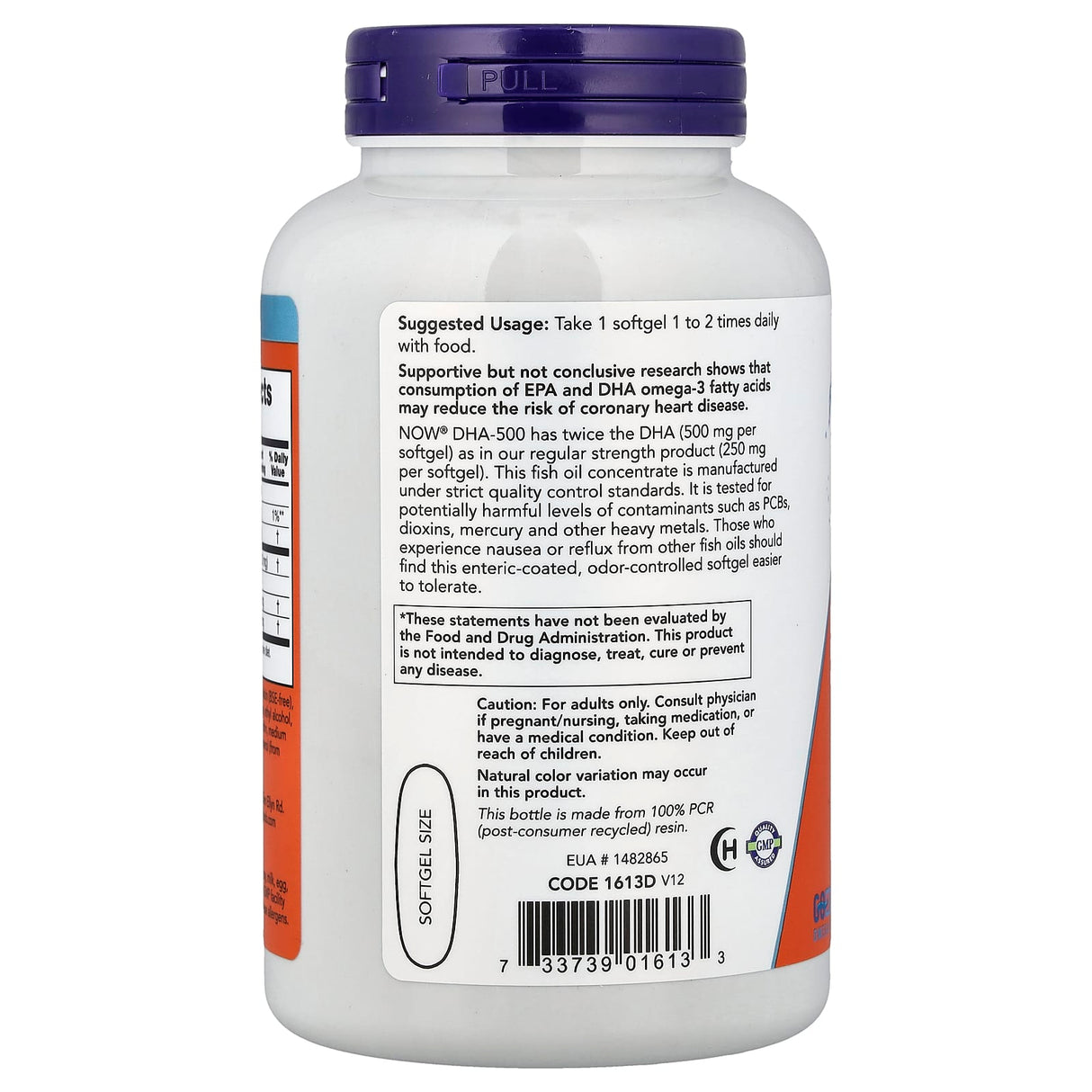 DHA-500 Omega 3, 500 DHA / 250 EPA, Now Foods, 180 softgels