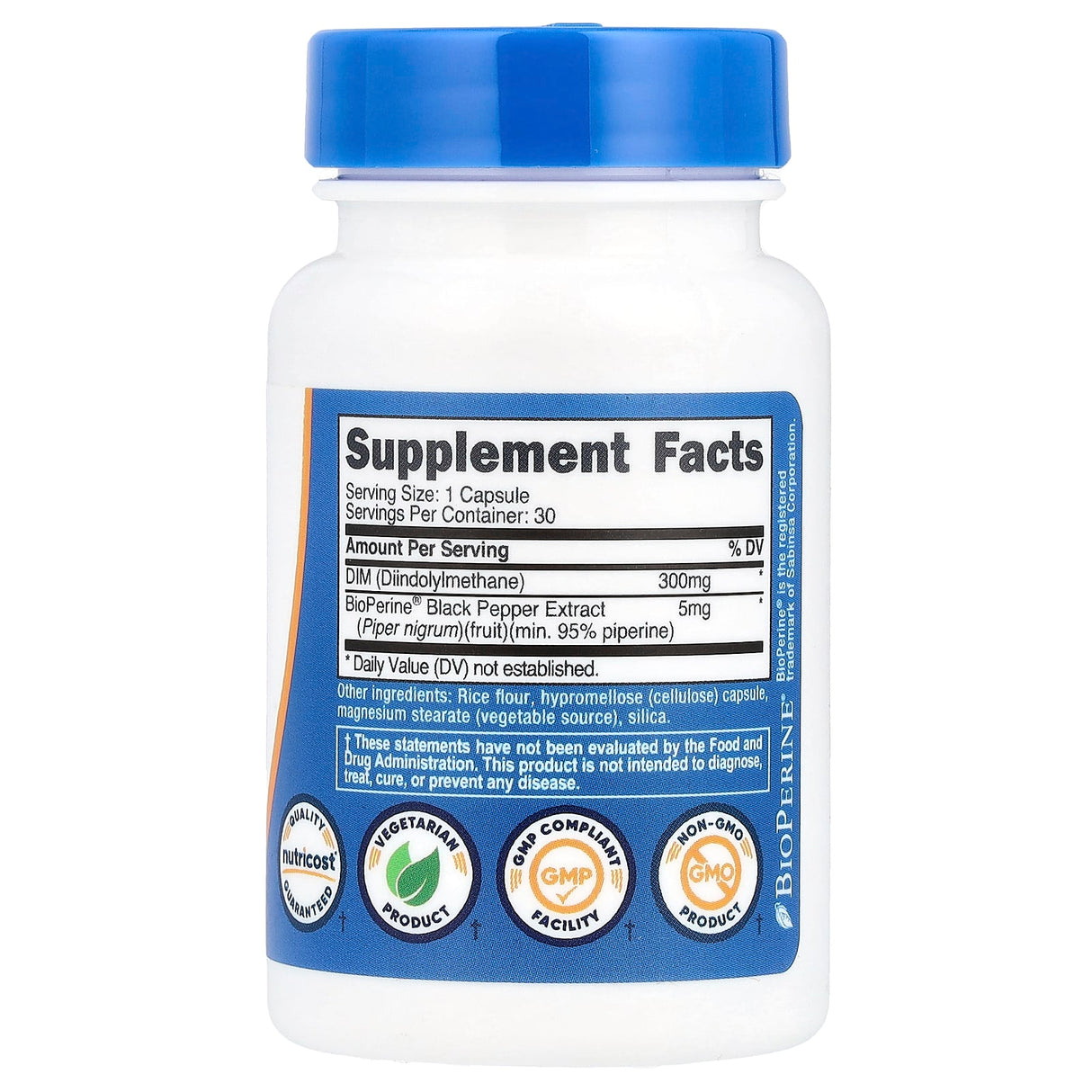 DIM 300 (Diindolylmethane), 300 mg, Nutricost, 30 Capsule