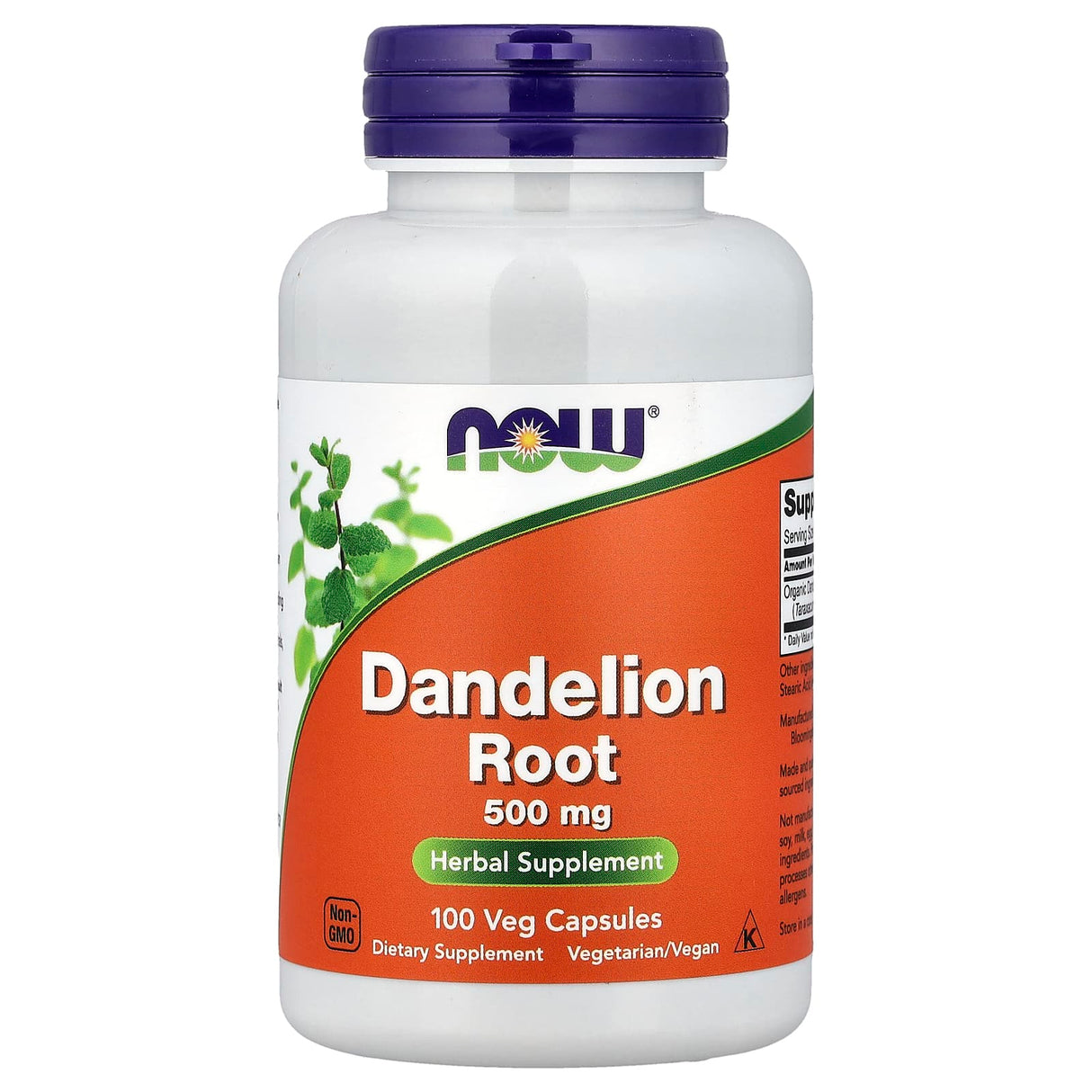 Dandelion Root (Rădacină de Păpădie) 500mg, Now Foods, 100 capsule