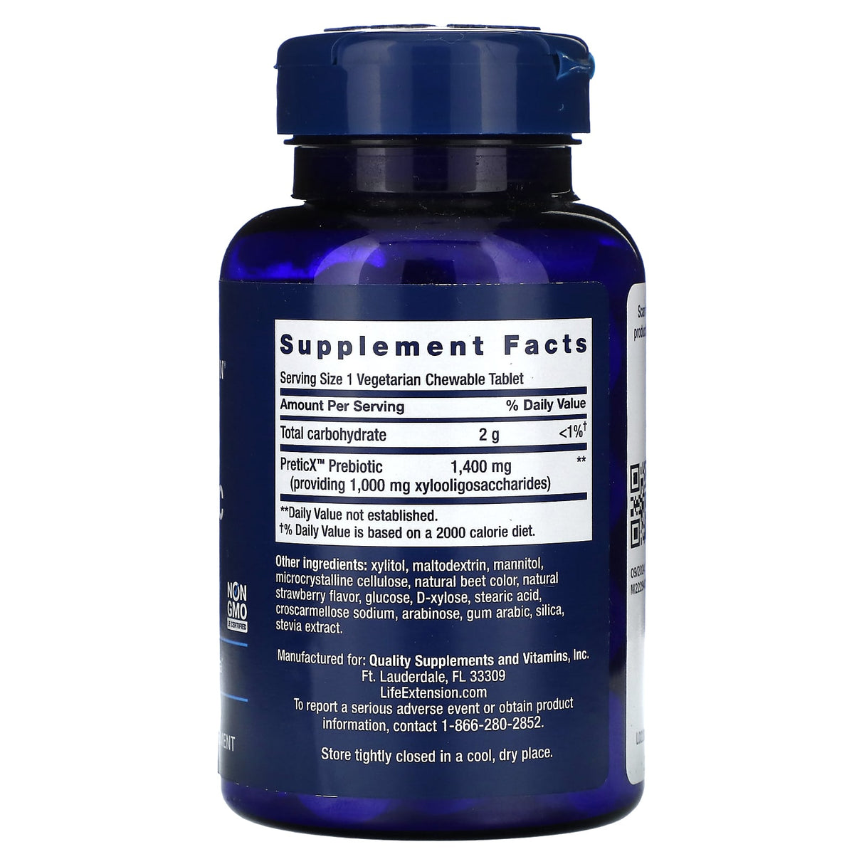 FLORASSIST Prebiotic XOS, Life Extension, 60 tablete masticabile