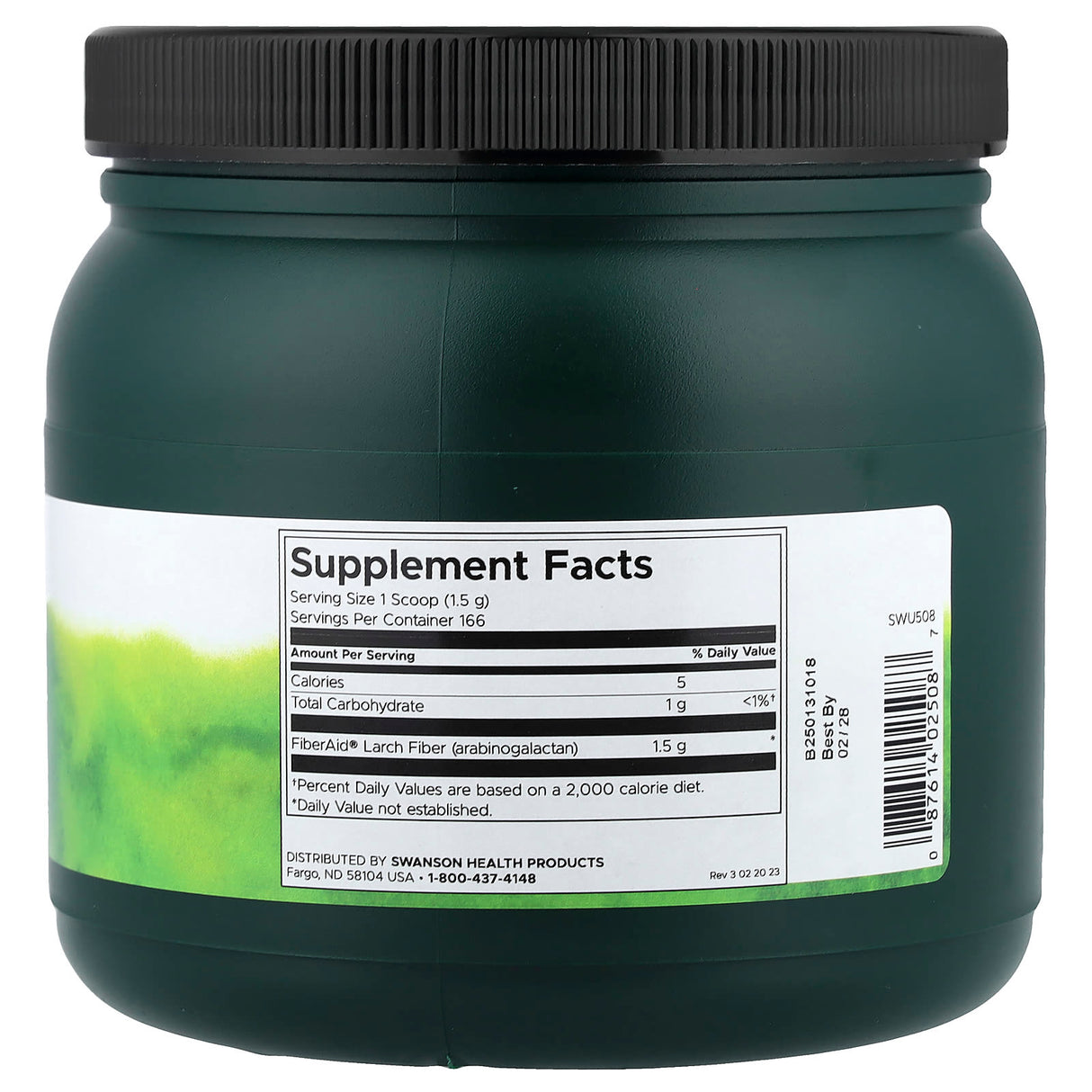 FiberAid (Fibre Prebiotice) Arabinogalactan, Swanson, 250g SWU508