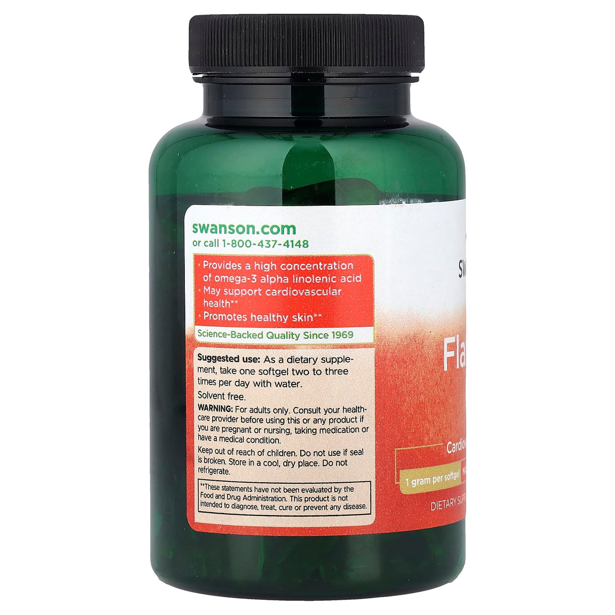 Flaxseed Oil Organic (Ulei Seminte de in), 1000mg, Swanson, 100 Softgels SWE001