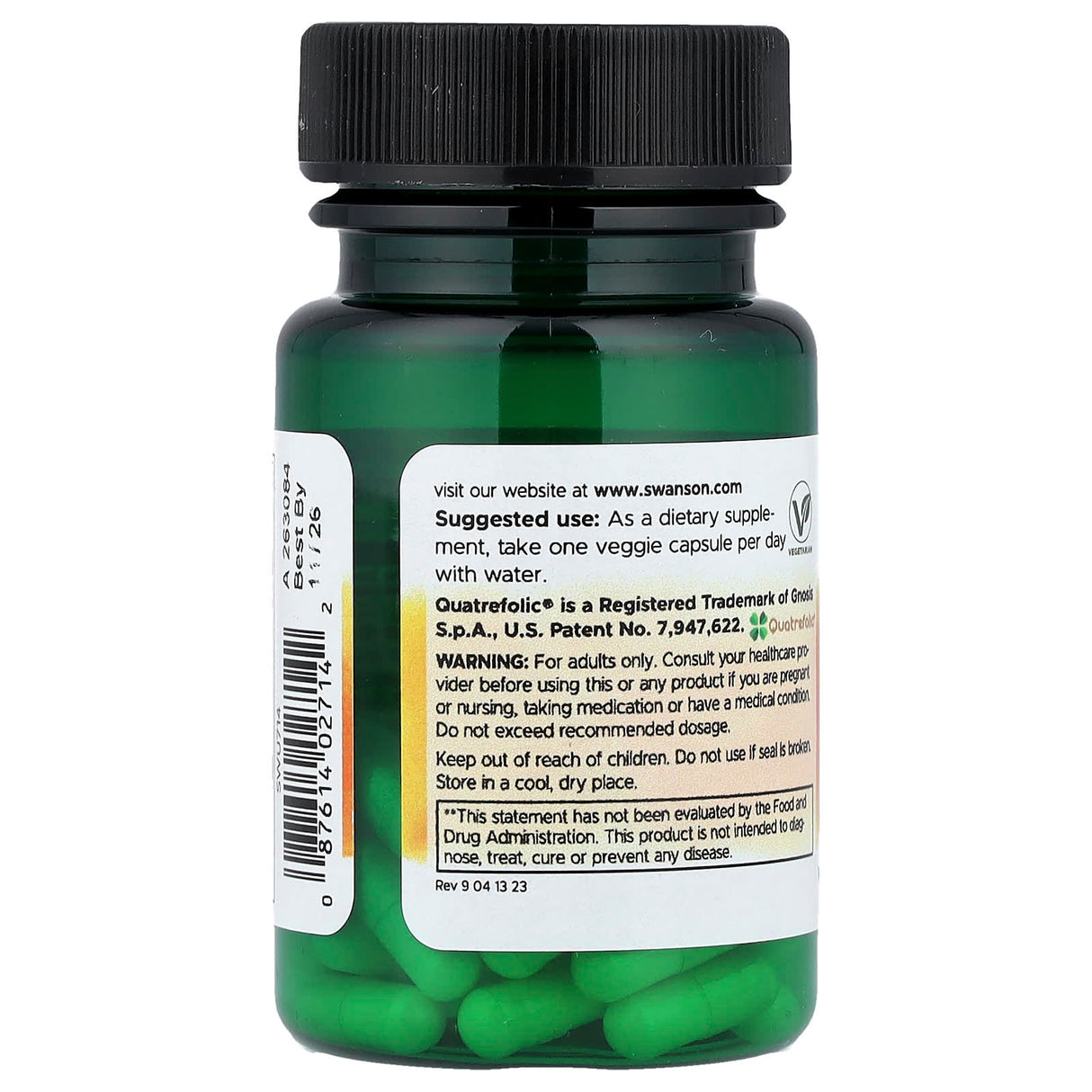 Folate (5-Methyltetrahydrofolic Acid), 800mcg, Swanson, 30 capsule SWU714