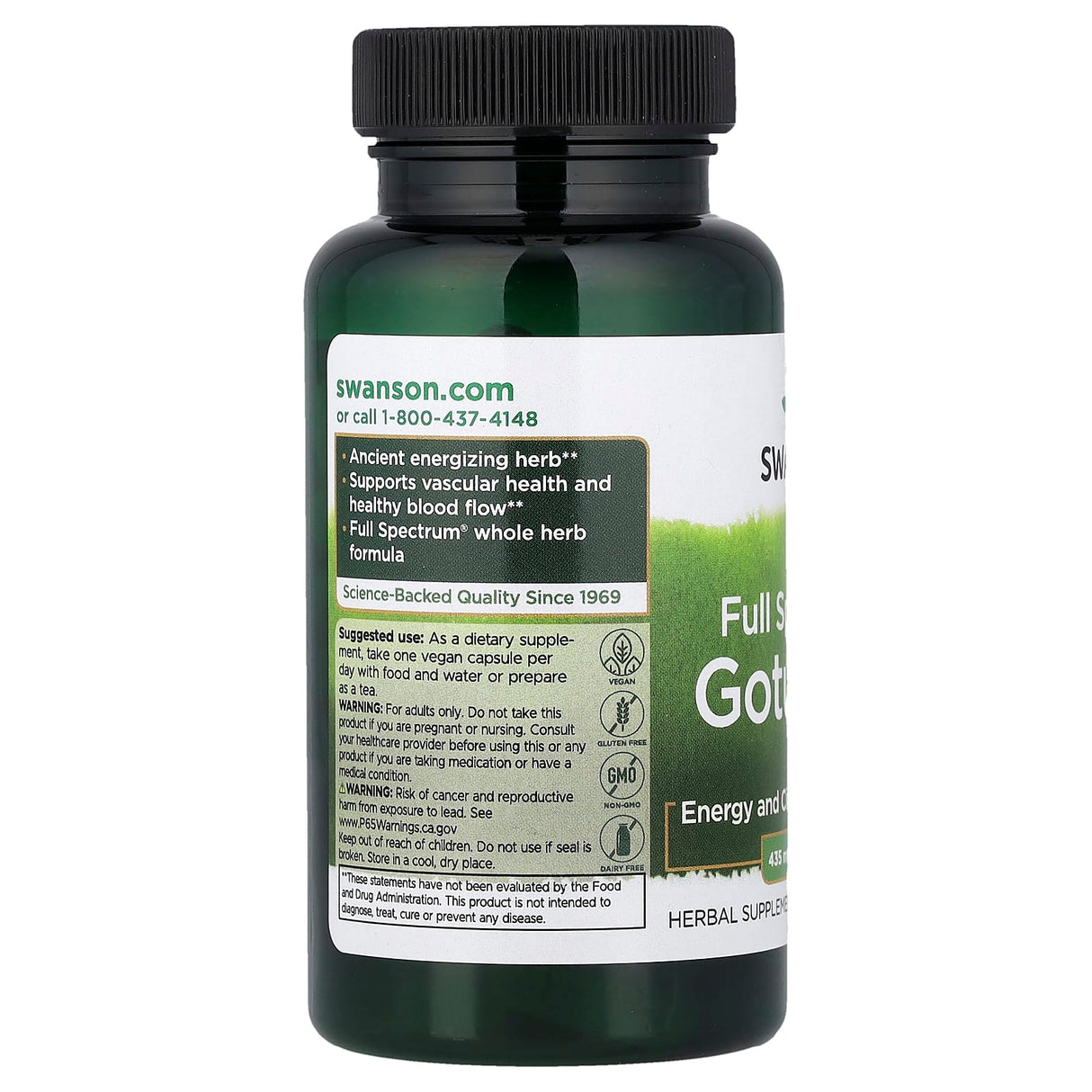 Full Spectrum Gotu Kola, 435mg, Swanson, 60 capsule SW1332