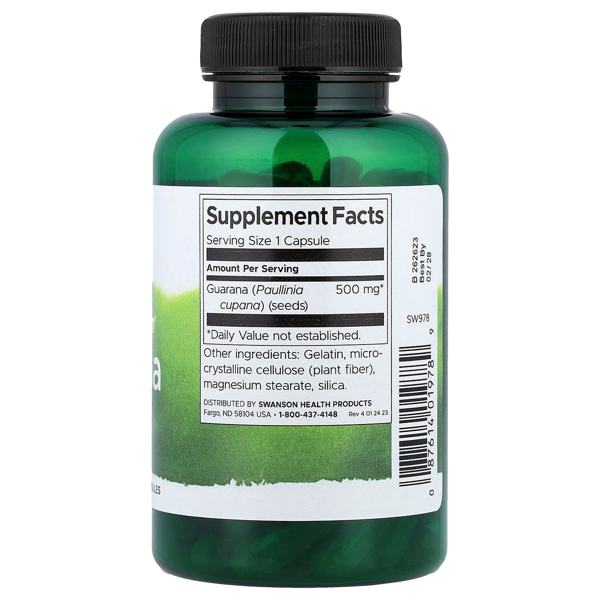 Full Spectrum Guarana, 500mg, Swanson, 100 capsule SW978