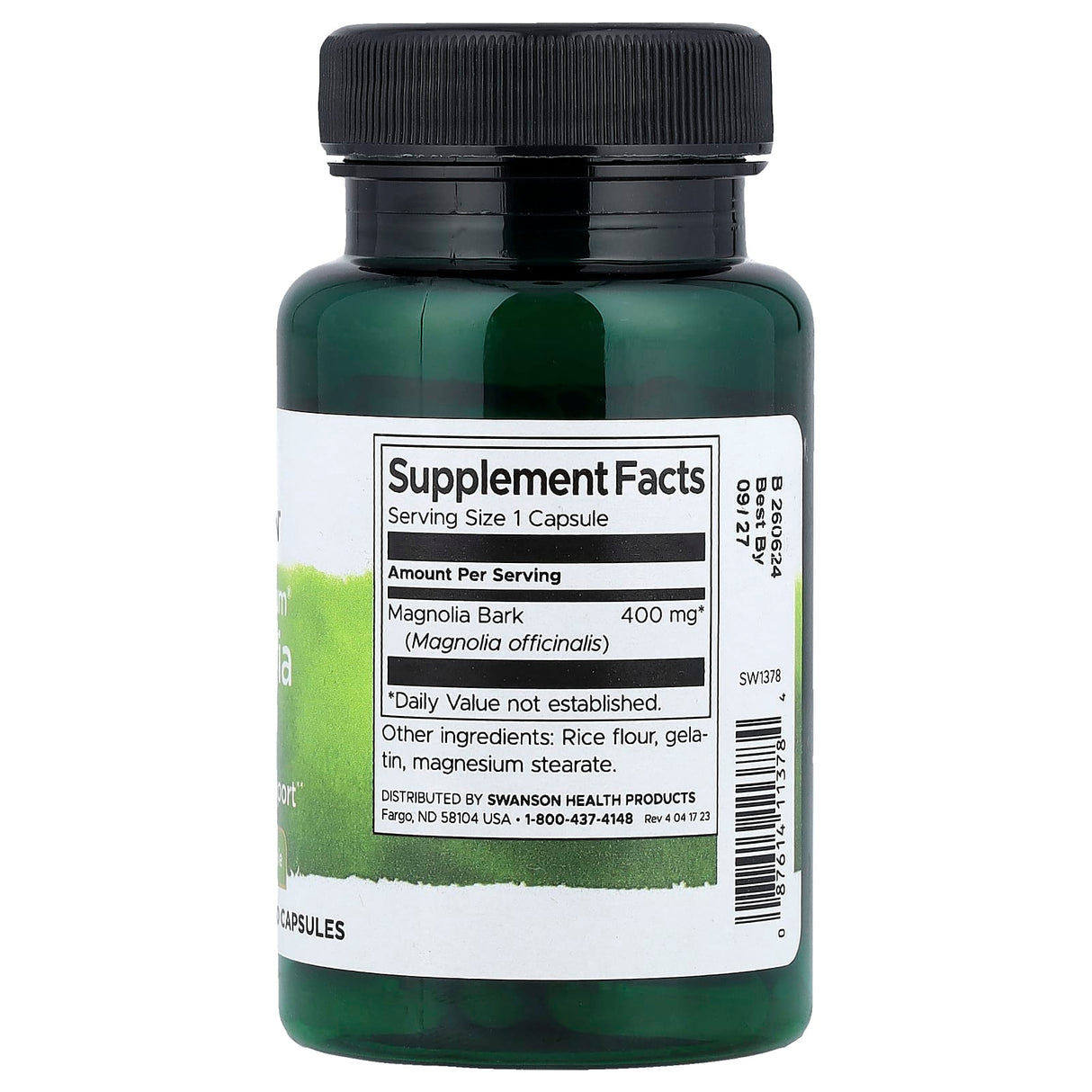 Full Spectrum Magnolia Bark, 400 mg, Swanson, 60 capsule SW1378