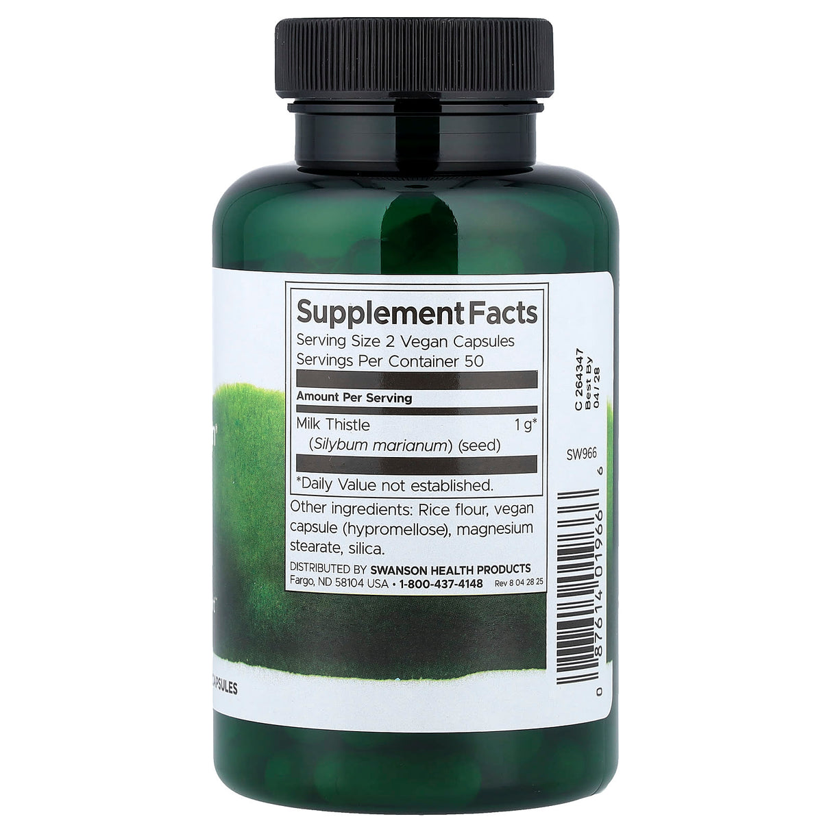 Full Spectrum Milk Thistle (Armurariu), 500mg, Swanson, 100 capsule SW966