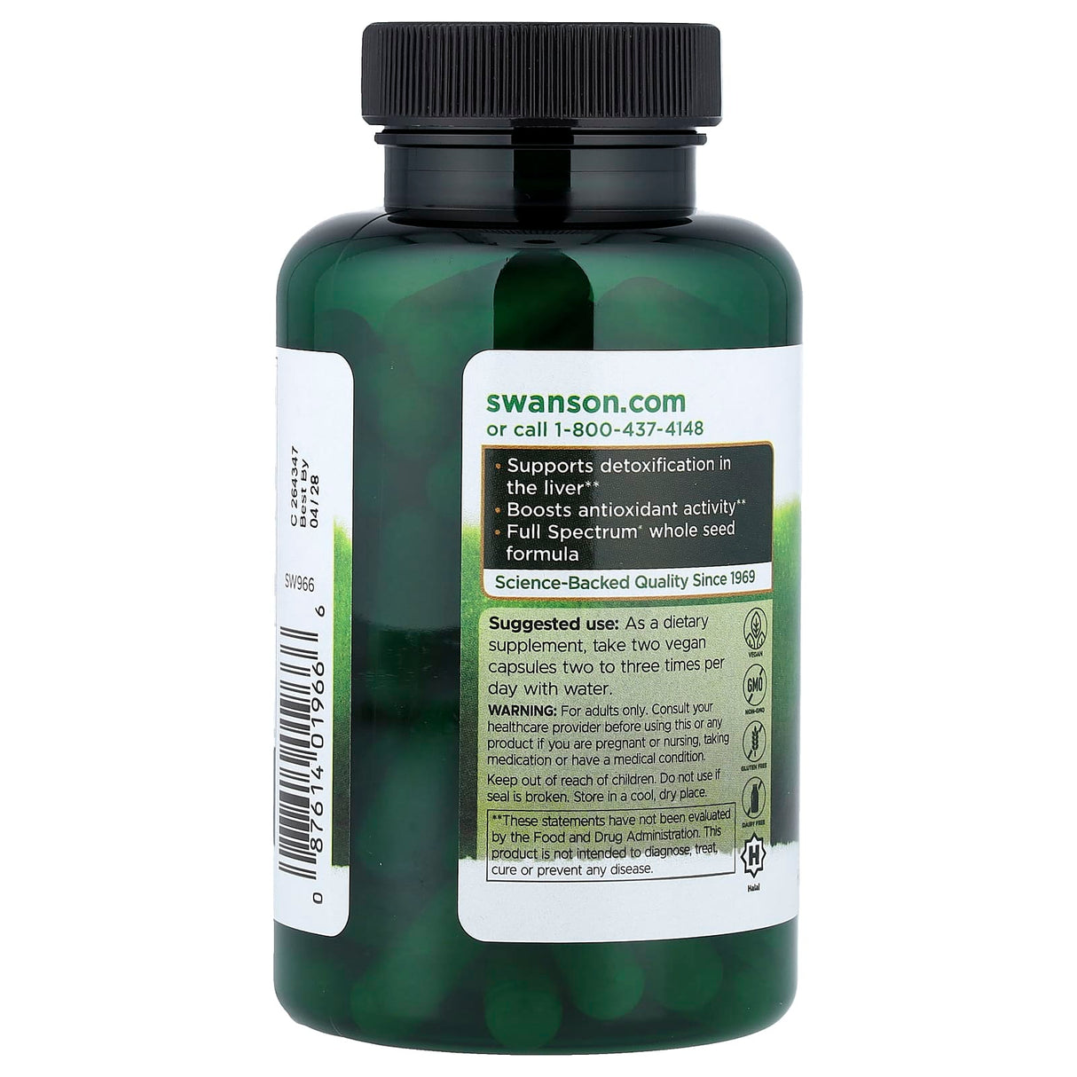 Full Spectrum Milk Thistle (Armurariu), 500mg, Swanson, 100 capsule SW966