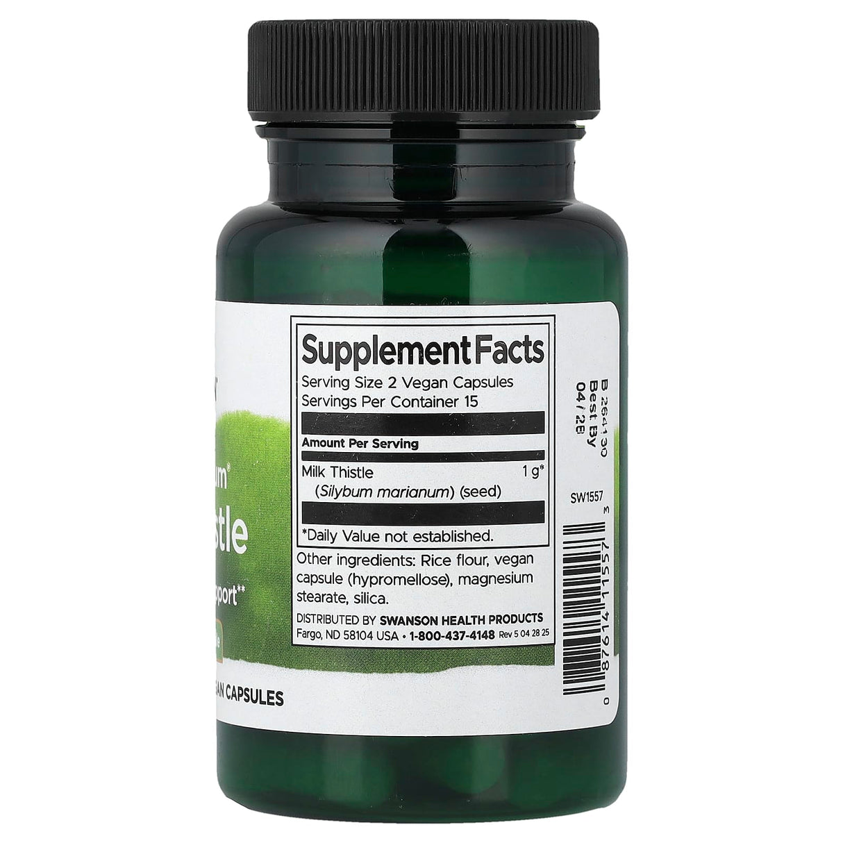 Full Spectrum Milk Thistle (Armurariu), 500mg, Swanson, 30 capsule SW1557