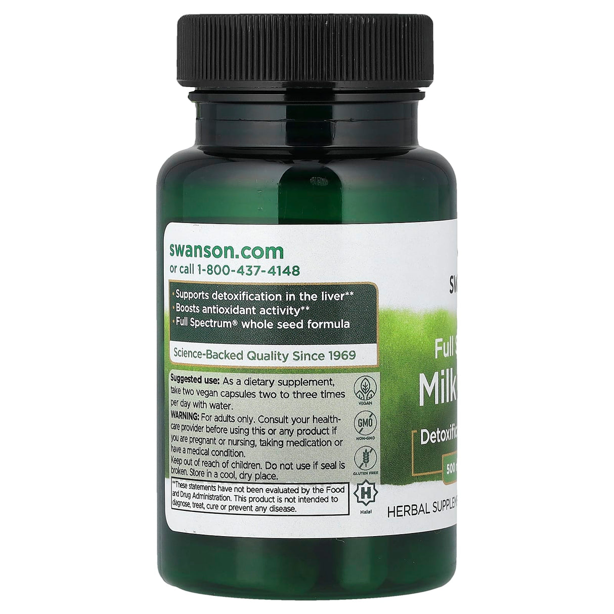 Full Spectrum Milk Thistle (Armurariu), 500mg, Swanson, 30 capsule SW1557