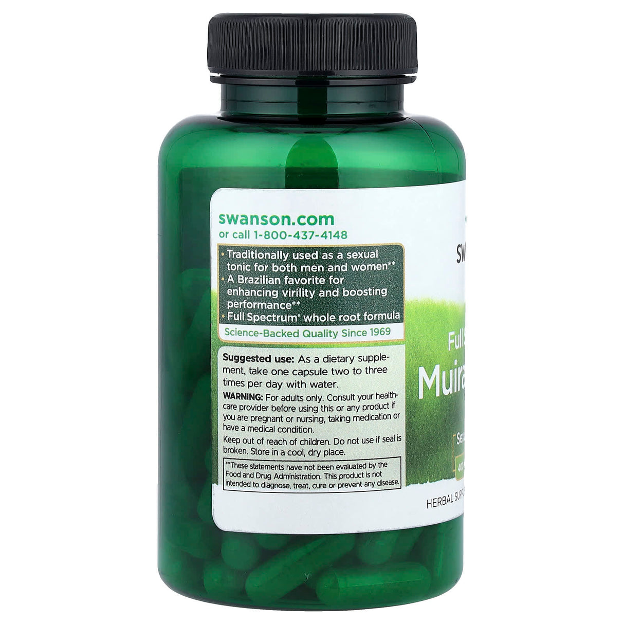 Full Spectrum Muira Puama Root, 400mg, Swanson, 90 capsule SW1133